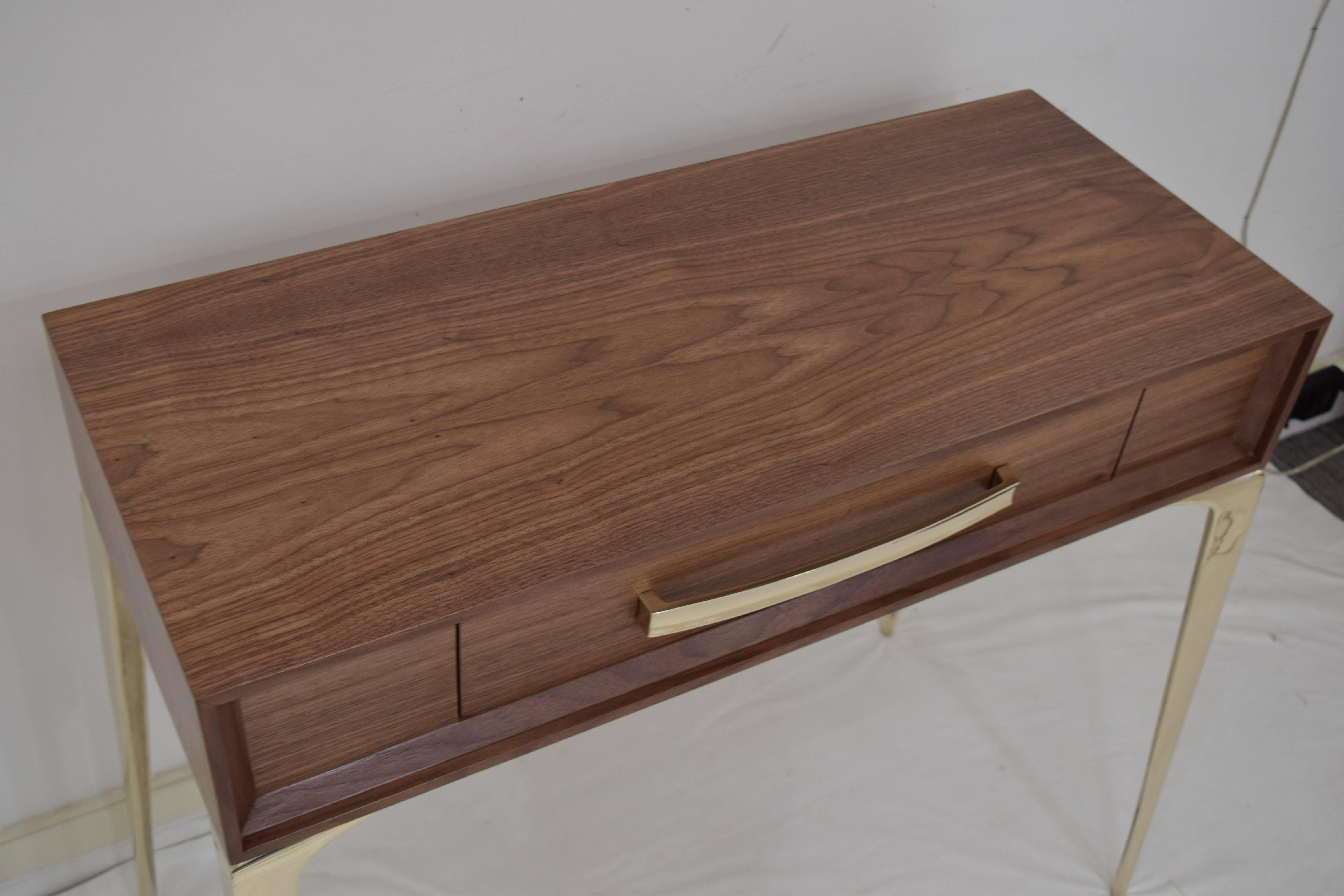Brass Stiletto Single Drawer Console For Sale