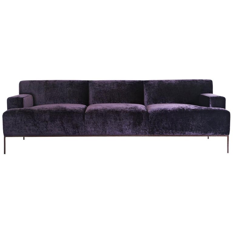 Stiletto Sofa Channeling Tufted Custom, Purple, Metal Veneer Base, Tight  Seat For Sale at 1stDibs | metal channeling, tight seat sofa, channeling  purple