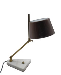 Stilix Milano Lampada da Tavolo Snodabile in Ottone con Base in Marmo, 1950s