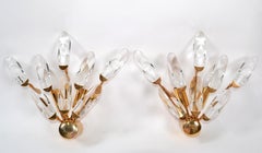 Stilkronen Italy Brass and Crystal Sconces Mid-Century Modern, 2 Pairs Available