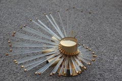 Stilkronen Round Nautilus Wall Ligth 1970 Gold Brass Crystall Italian Design
