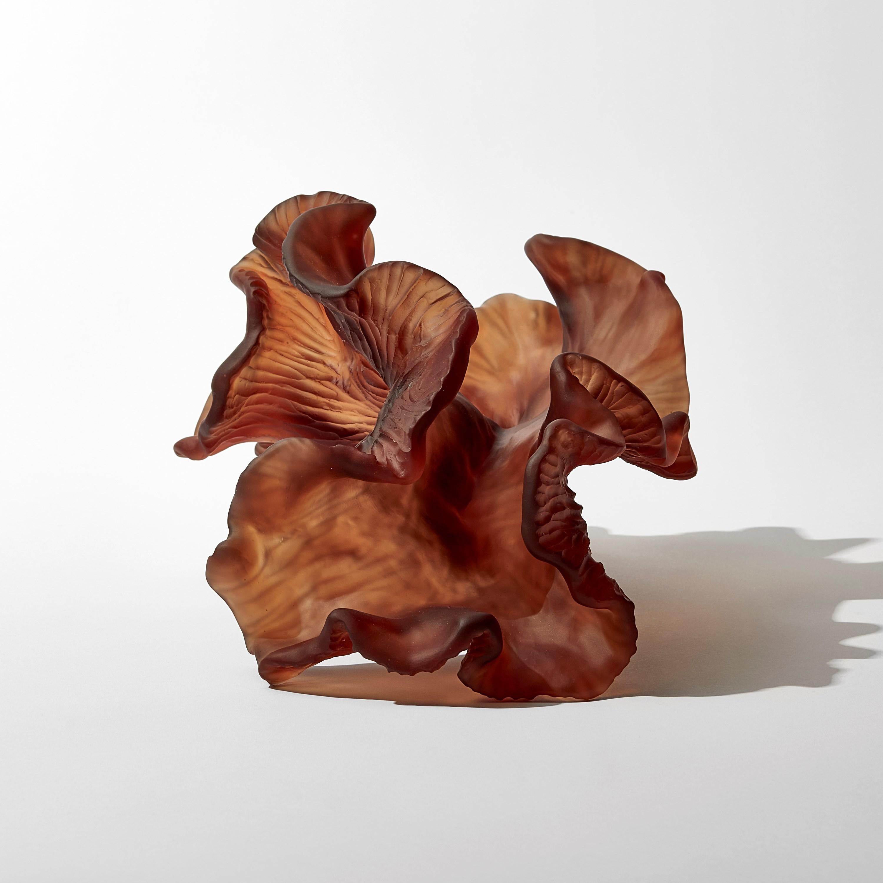 Cast Still Drift, dark amber / brown organic glass abstract artwork by Monette Larsen