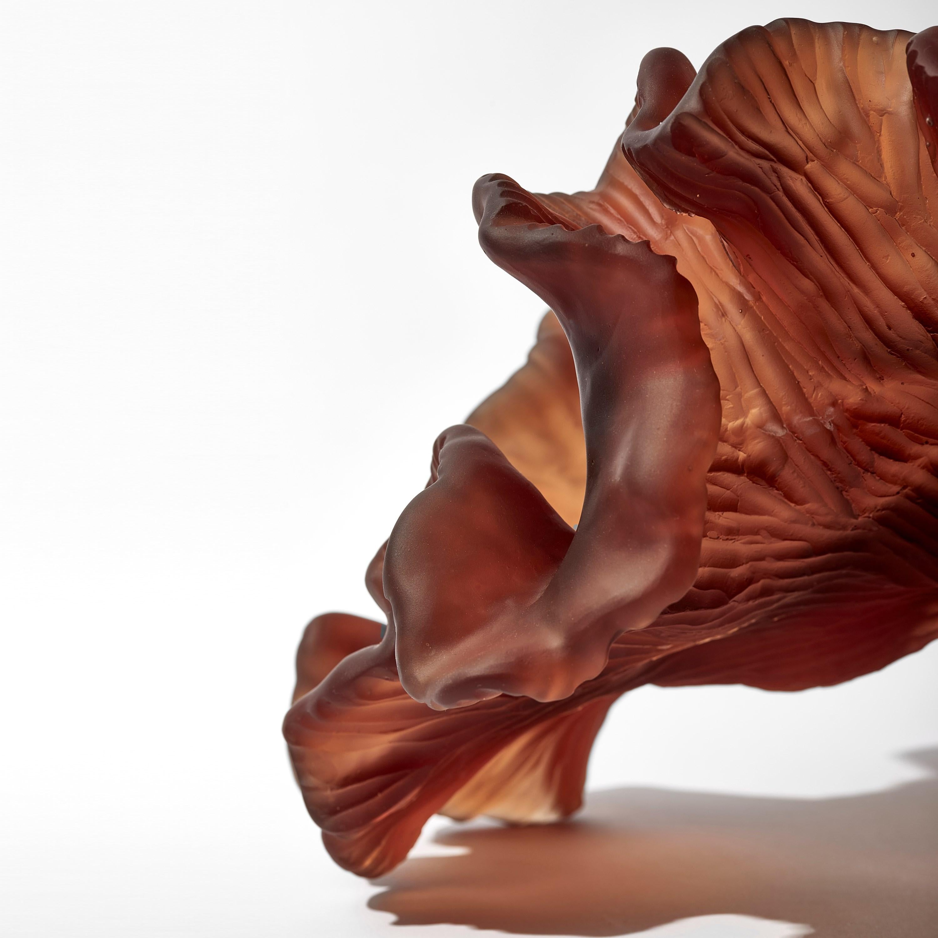 Cut Glass Still Drift, dark amber / brown organic glass abstract artwork by Monette Larsen