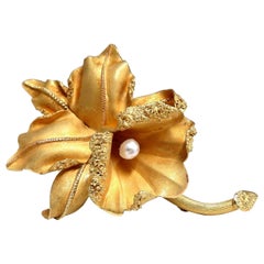 Still Life 3D Orchid Brooch 18 Karat