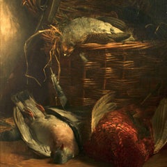 Still life "AFTER THE SHOOT" H Tickner (British) dated 1901, oil on canvas