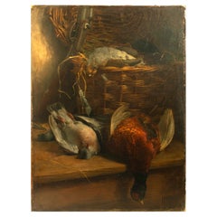 Still life "AFTER THE SHOOT" H Tickner (British) dated 1901, oil on canvas