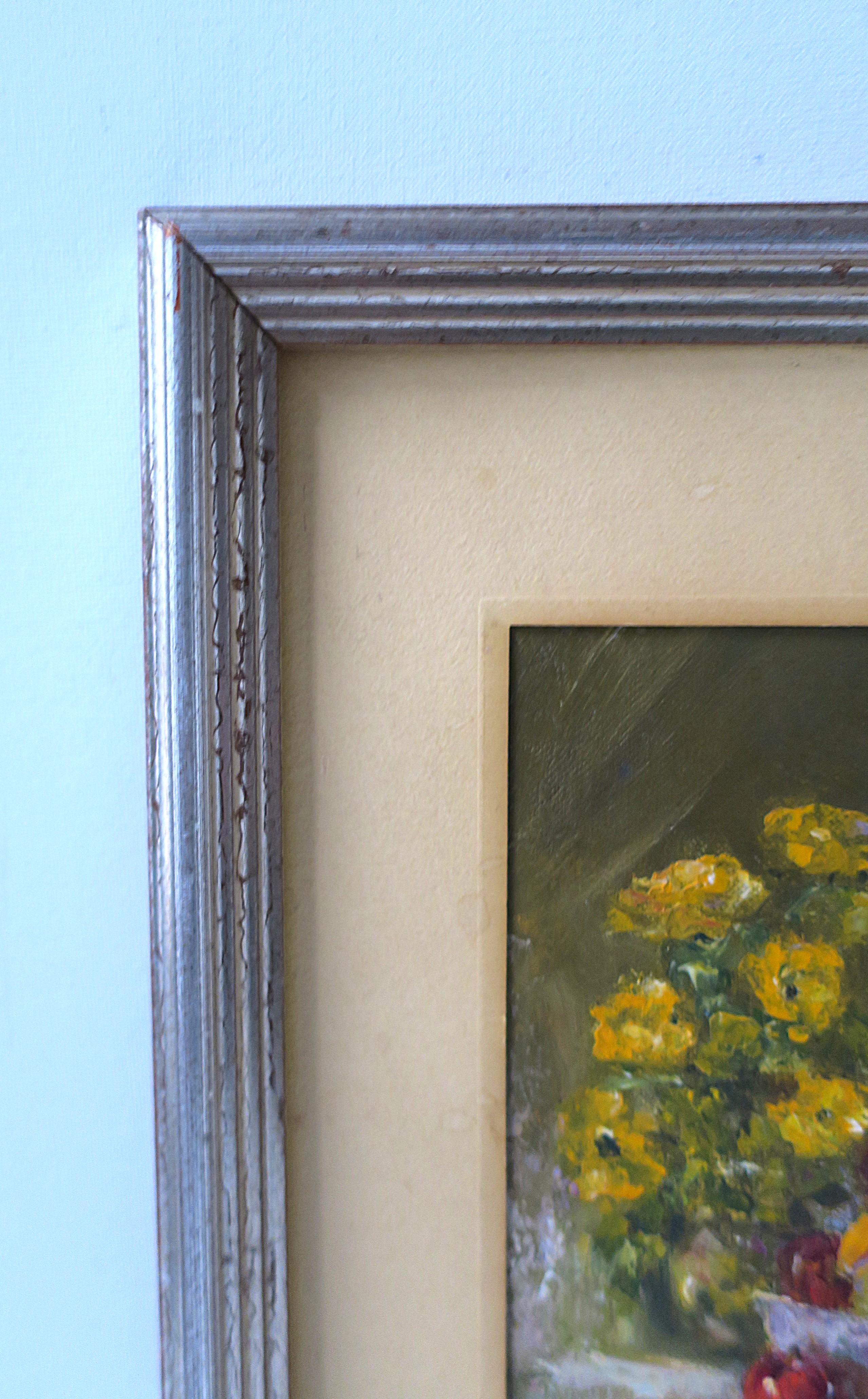 Stillleben Kunstwerk Malerei Blumen Obst (amerikanisch) im Angebot