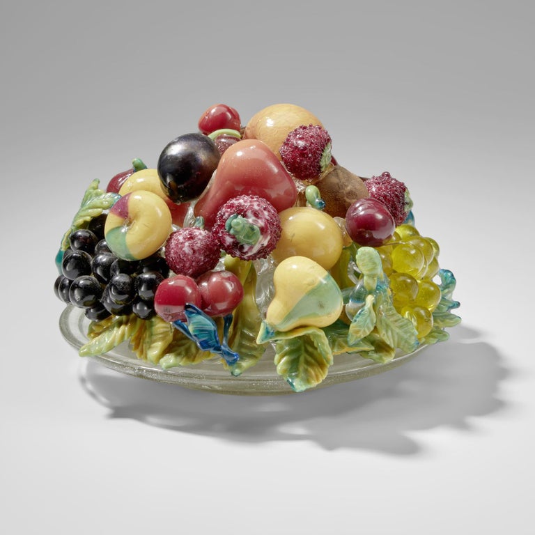 Italian Still Life Blown & Applied Glass by Aristi Barovier, circa 1910 For Sale