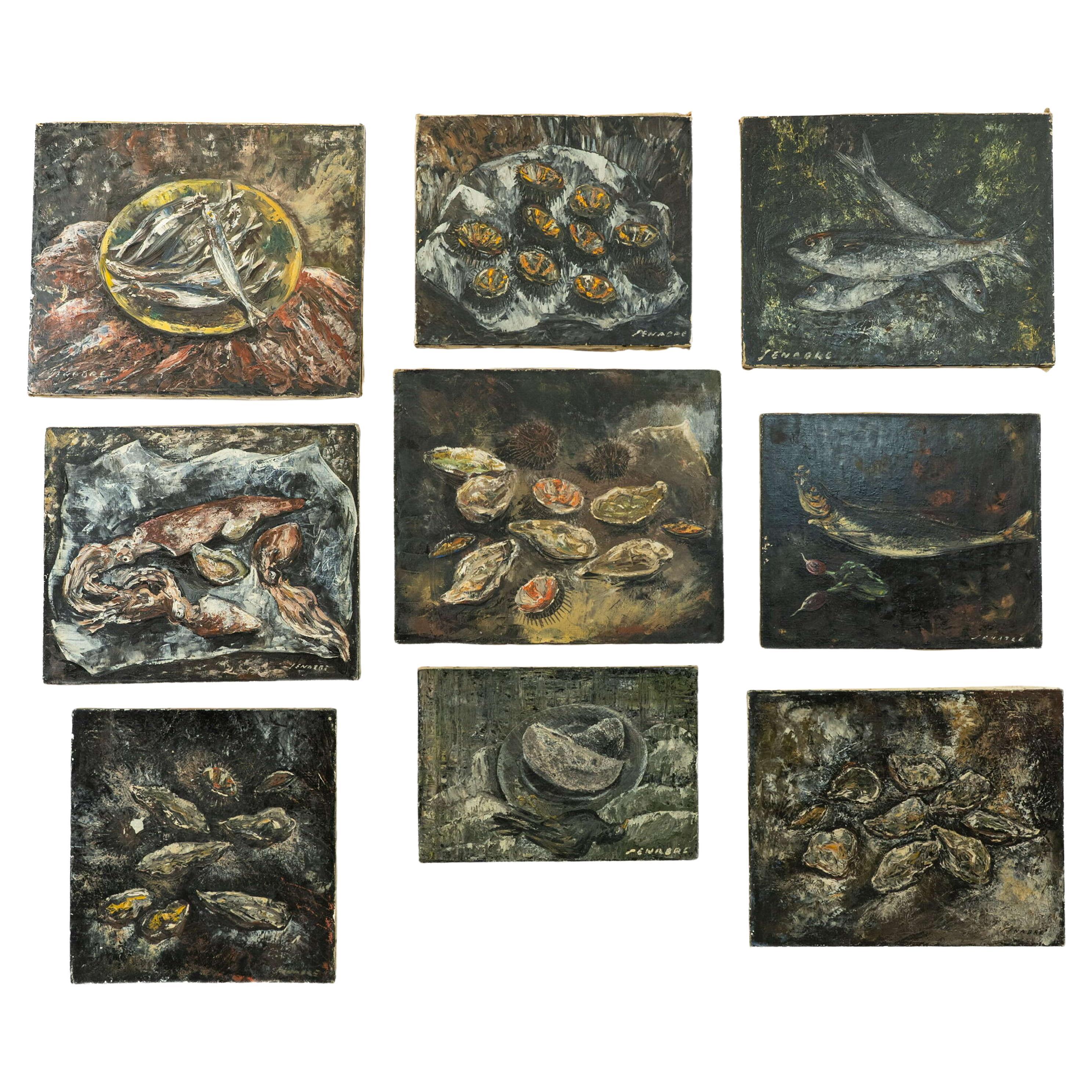 Stillleben Collection'S: Ramon Jou Senabre (1893-1978) Fisch Meeresfrüchte Küchenkunst im Angebot