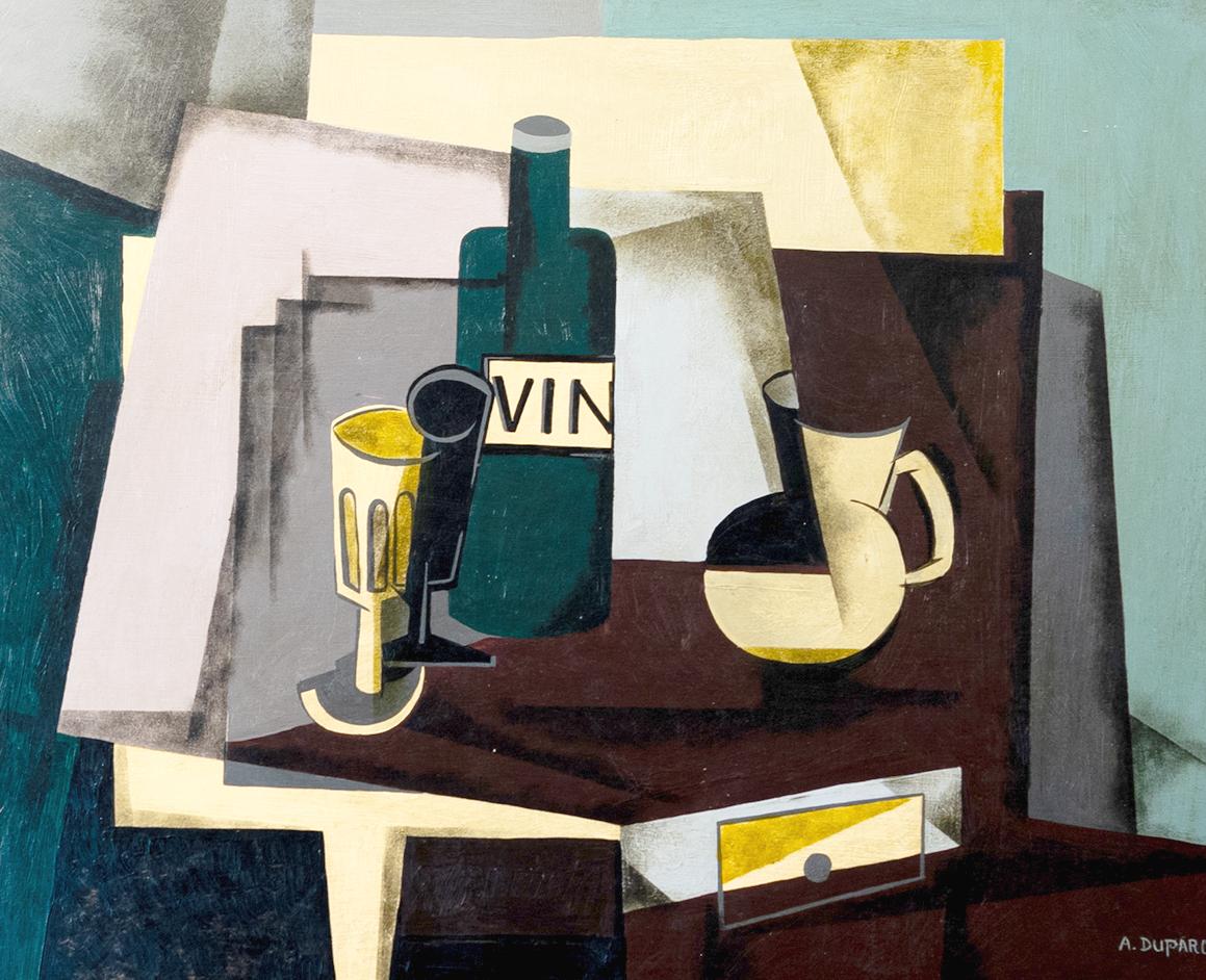 French Still Life Cubist Painting By A Duparc, 20th Century For Sale