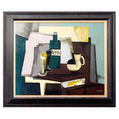Still Life Cubist Painting By A Duparc, 20th Century