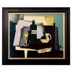 Still Life Cubist Painting by A Duparc, 20th Century