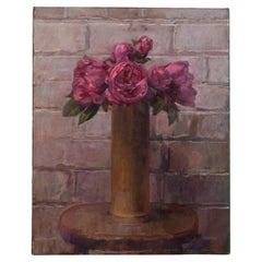 Still Life Flowers in Vase, Oil on Board, Julian Gordon Mitchell