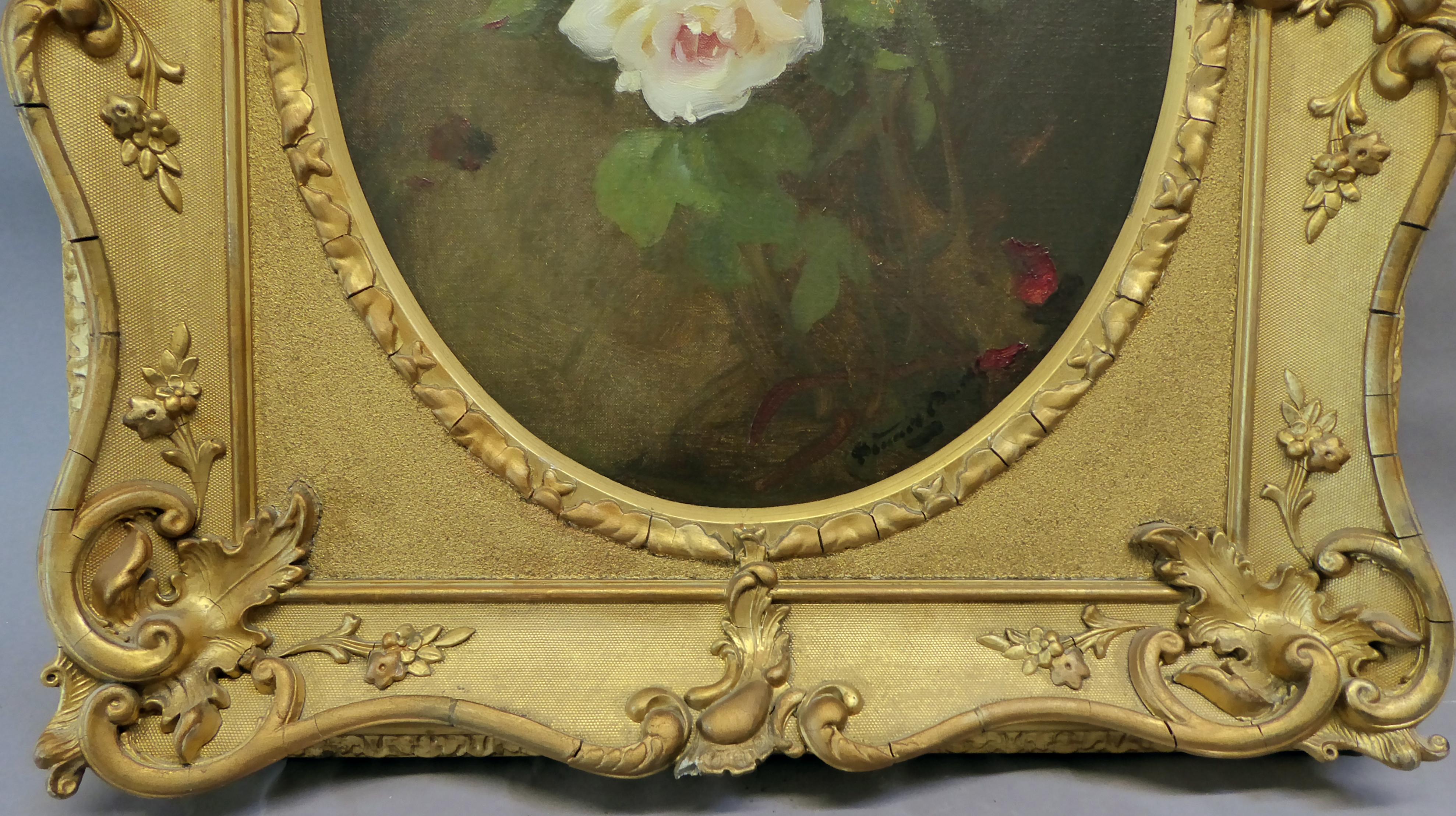 A superb still life oil on canvas by the eminent artist James Stuart Park (1862-1933) 

This painting so wonderful in itself has the advantage of being in the original Stuart Park Gold Frame. This frame beautifully sculptured in the rectangle and