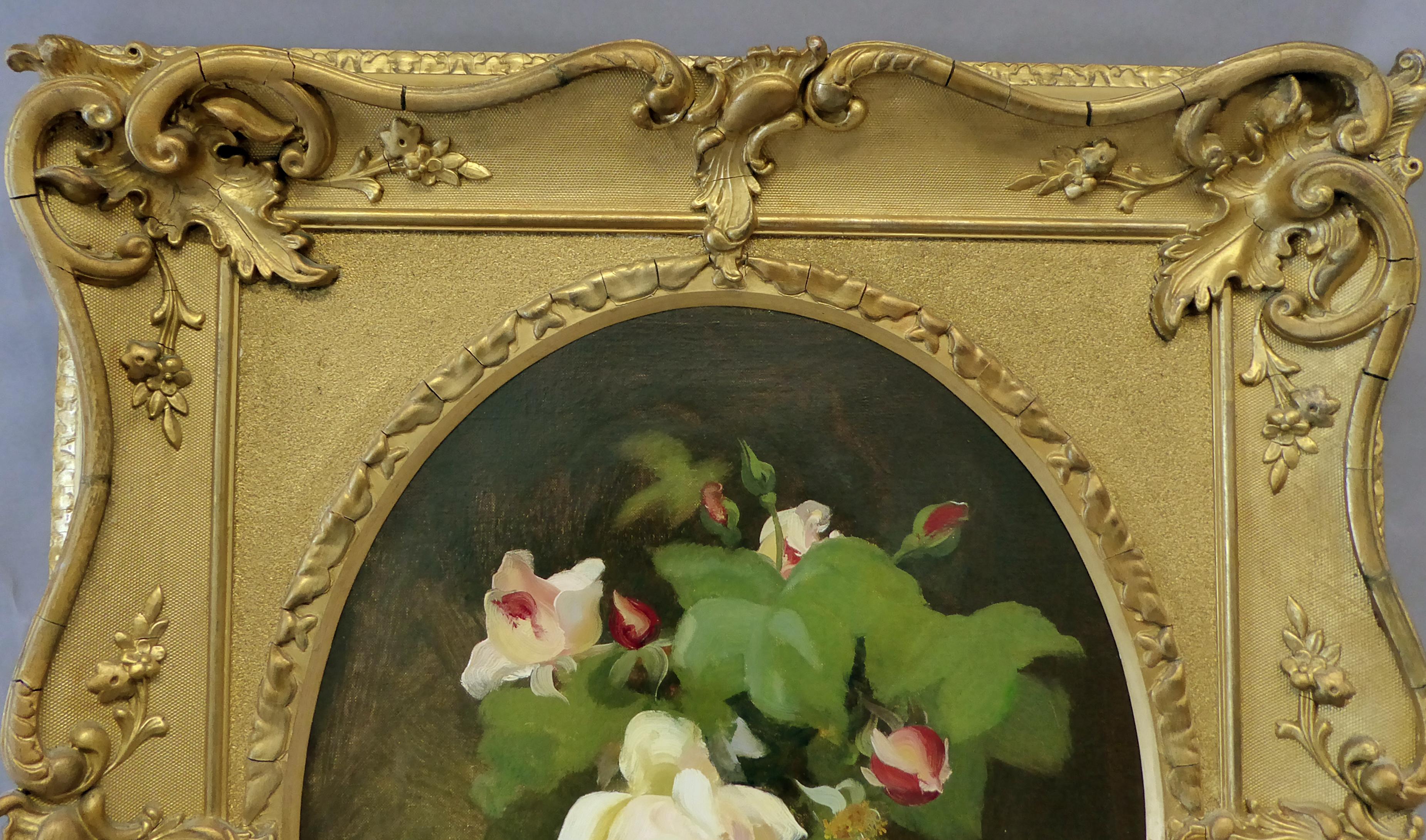 British Still Life Flowers Oil on Canvas by James Stuart Park Antique Art For Sale