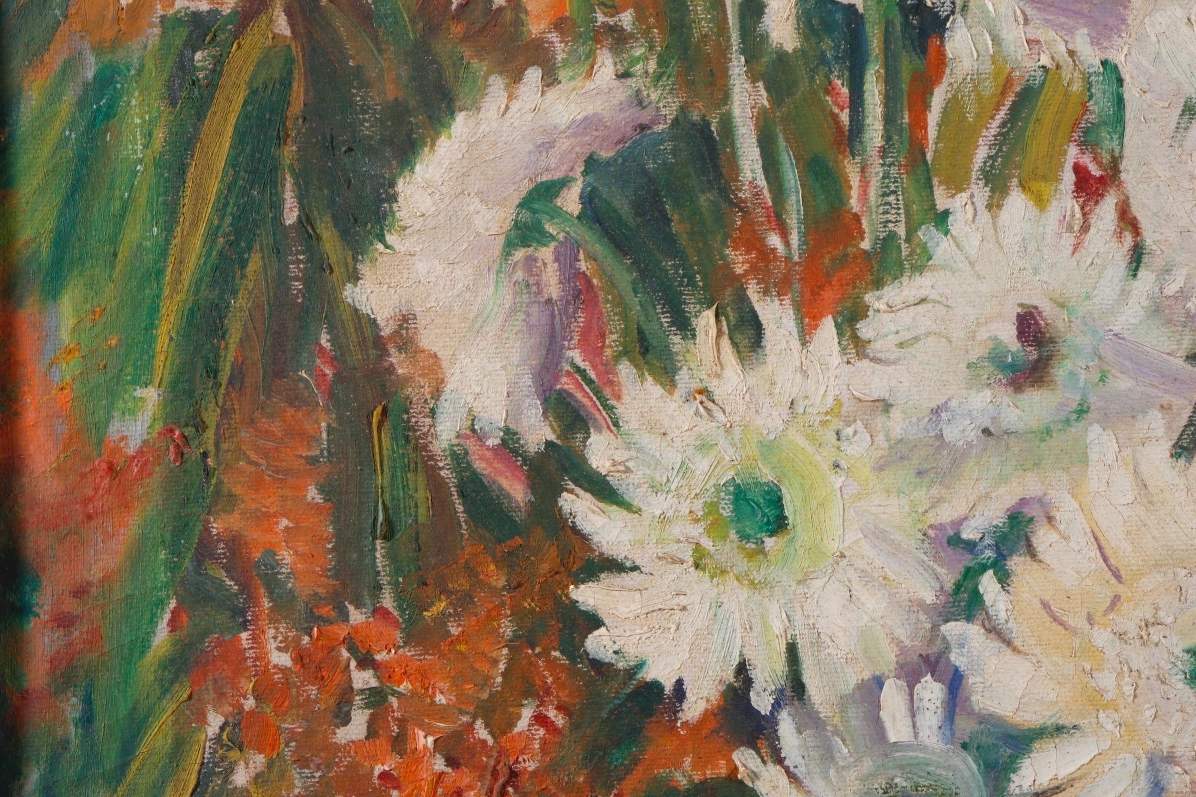 20th Century Still Life Gerbera Daisies Oil on Canvas For Sale