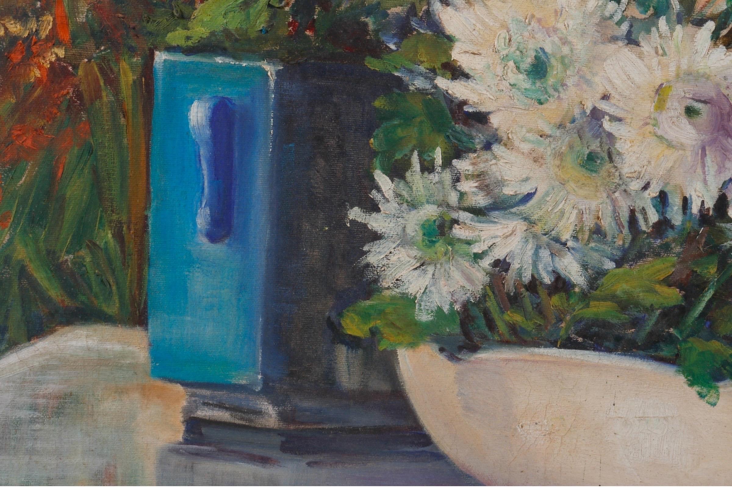 Still Life Gerbera Daisies Oil on Canvas For Sale 1