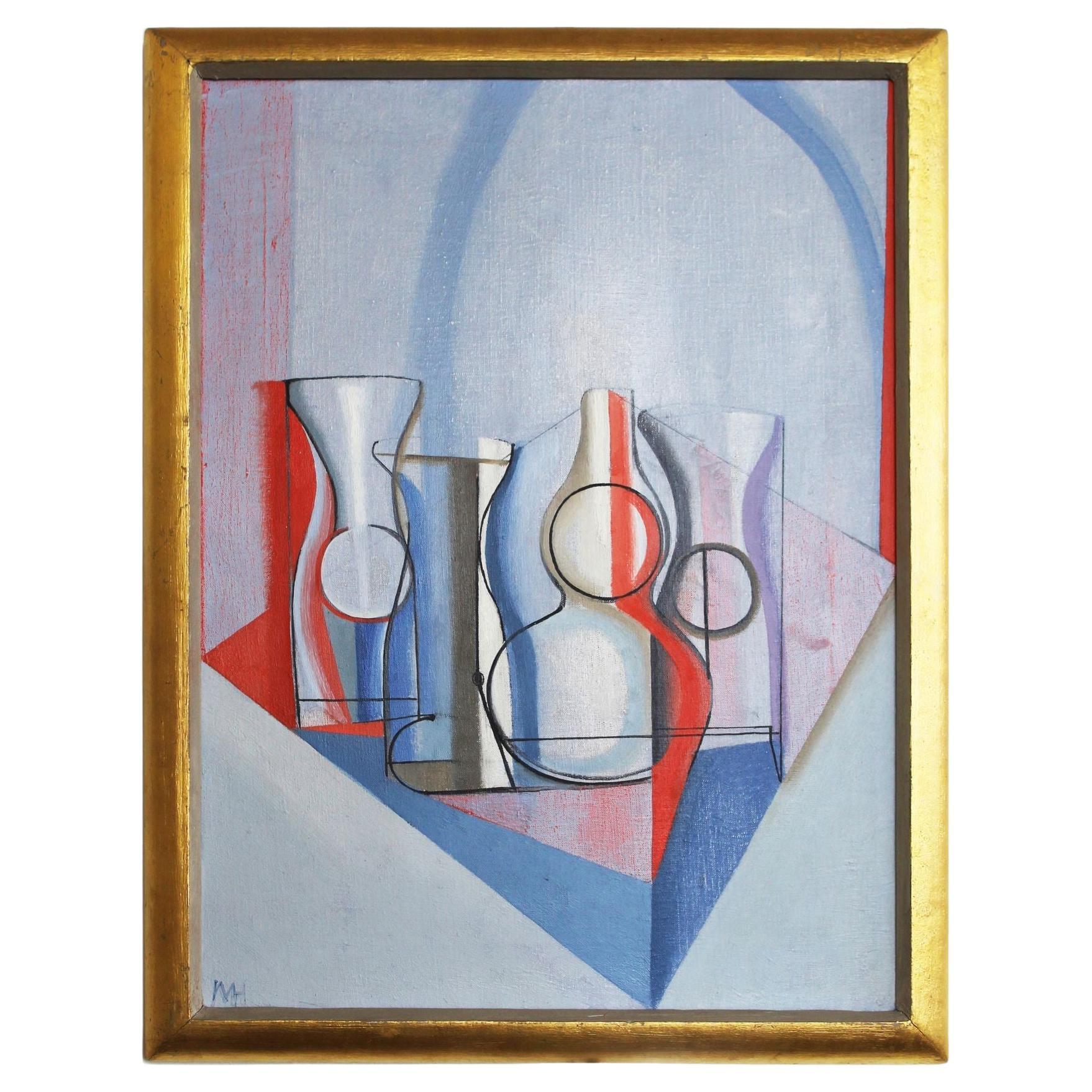 'Still Life in Red and Blue' by Joseph Mellor Hanson For Sale