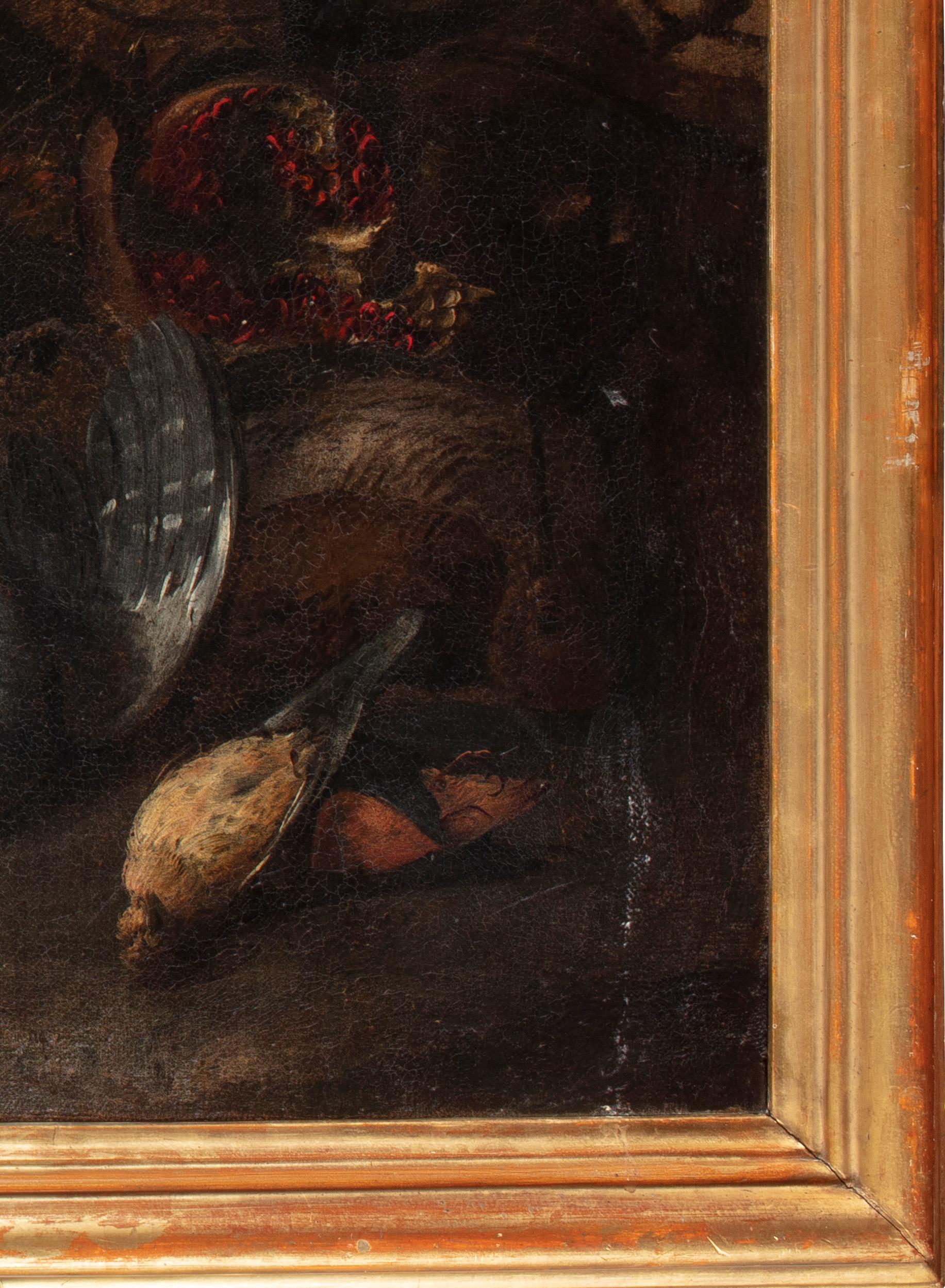 Finales del siglo XVII Por Bodegón Pintor italiano Bodegón Óleo sobre lienzo - Still-Life Painting Negro de Still-life Italian painter of the late 17th century 