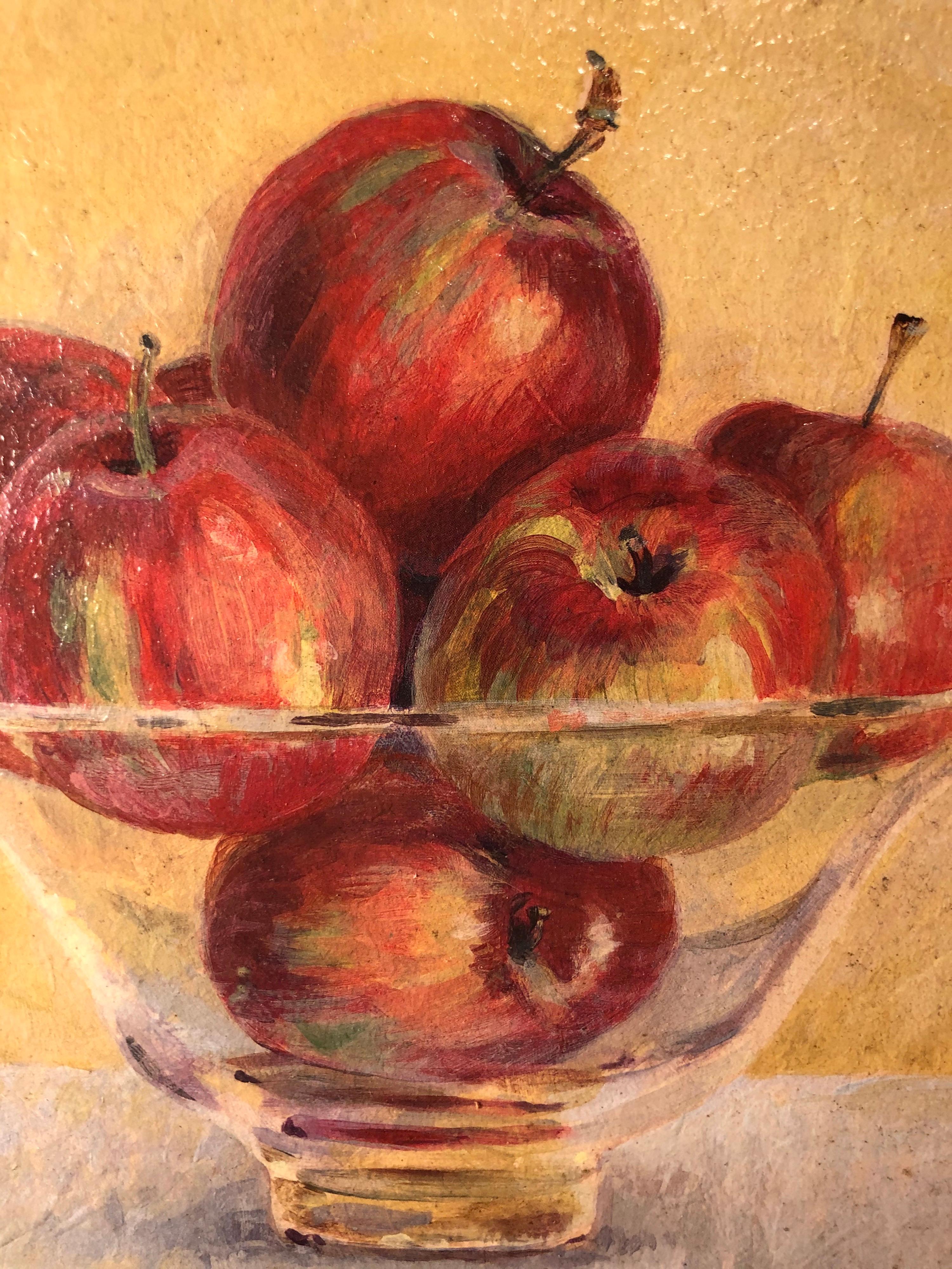 Still Life of Apples in a Bowl In Good Condition In Redding, CT