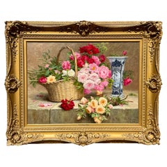 "Nature morte de fleurs et vase bleu et blanc" de Désiré Alfred Magne