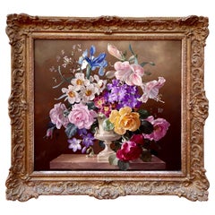 "Still Life of Flowers in a Marble Vase" by Harold Clayton
