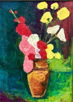 Still Life of Flowers Oil on Board by John Graham Two Sided Portrait and Nude