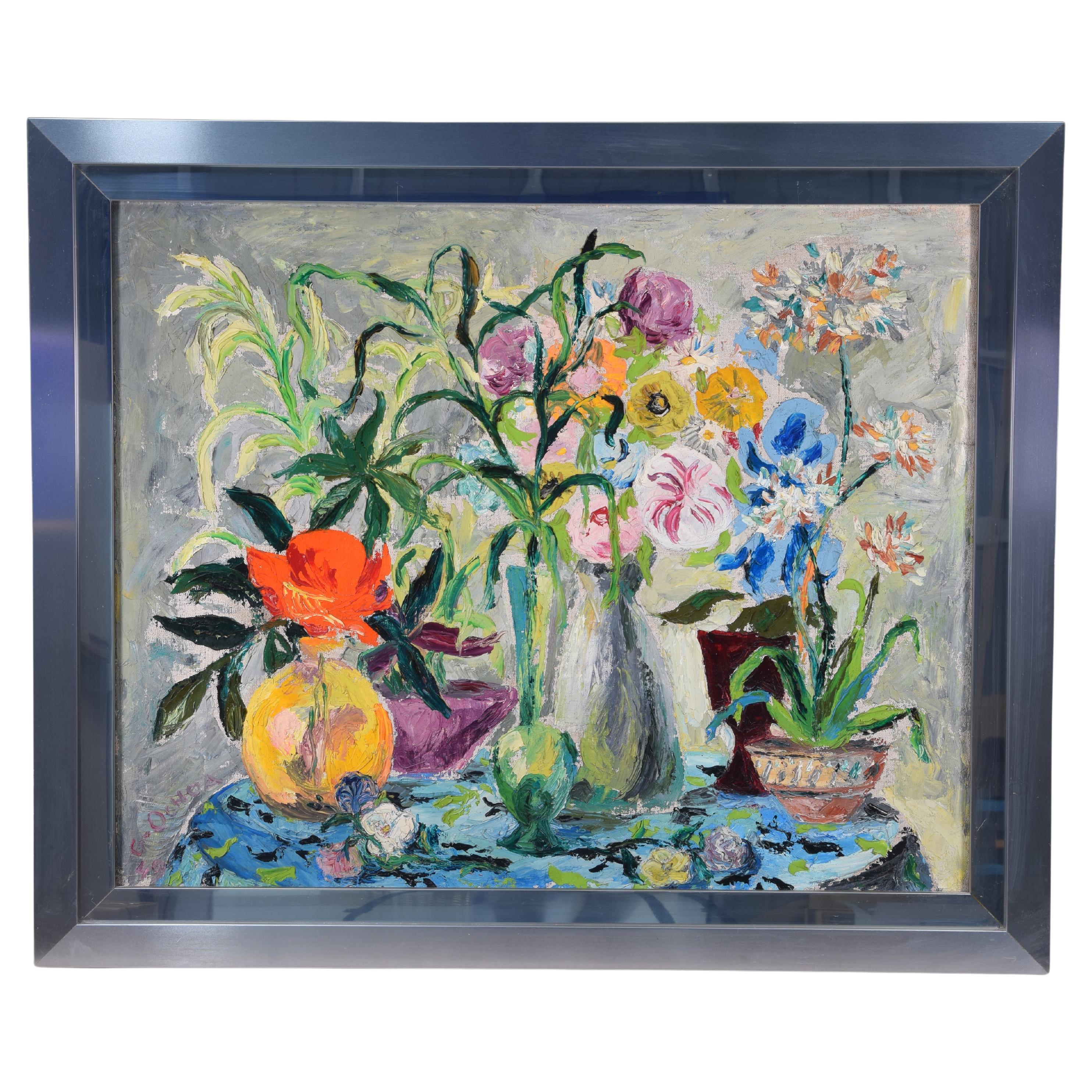 Still Life of Flowers, Oil on Canvas, García-ochoa Ibáñez, Luis, 1949 For Sale