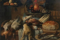 Still Life of Game, Fowl, Fish and Food Painting on Canvas