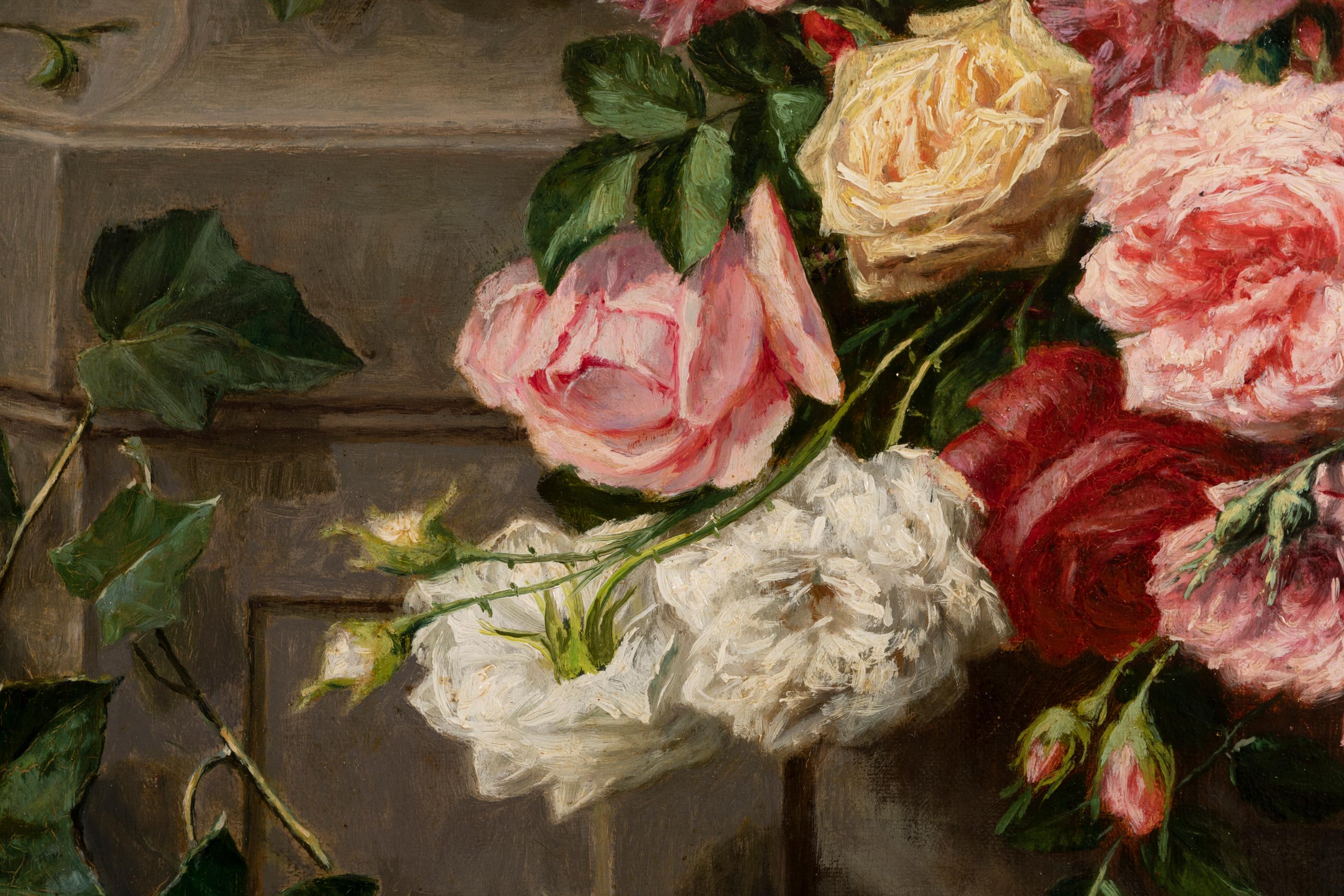Still Life of Thrown Roses, Jean Bonnet 1878, 19th Century In Good Condition For Sale In Saint Ouen, FR