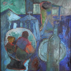 Still Life Oil on Canvas, André Pallier, 1950s