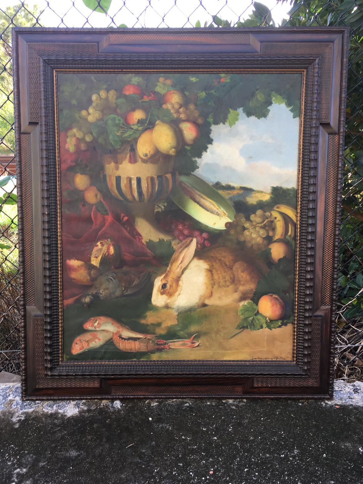 Late 19th Century Still Life, Oil on Canvas by Bartolome Mongrell, 1895, Spain For Sale