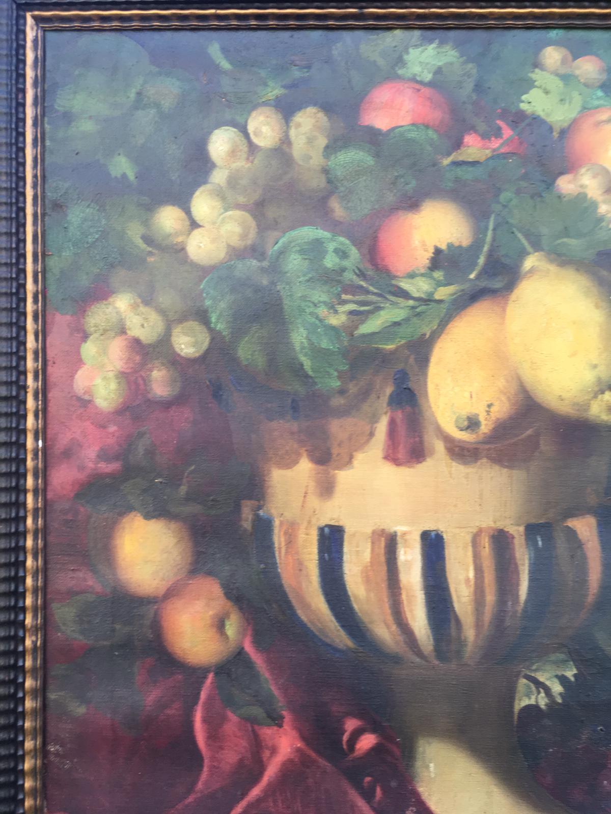 Still Life, Oil on Canvas by Bartolome Mongrell, 1895, Spain For Sale 4