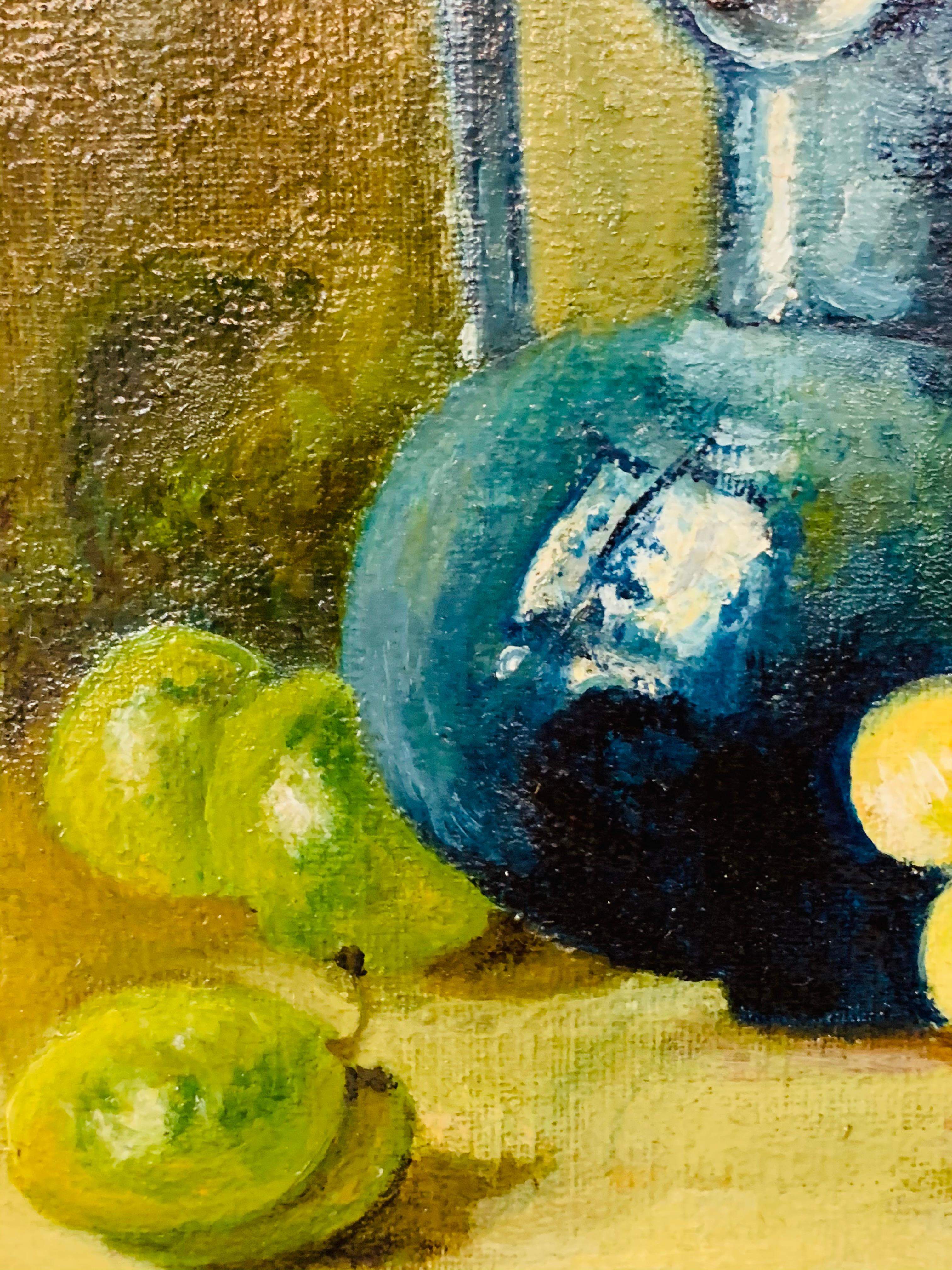 Modern Still Life Oil on Canvas Painting Framed