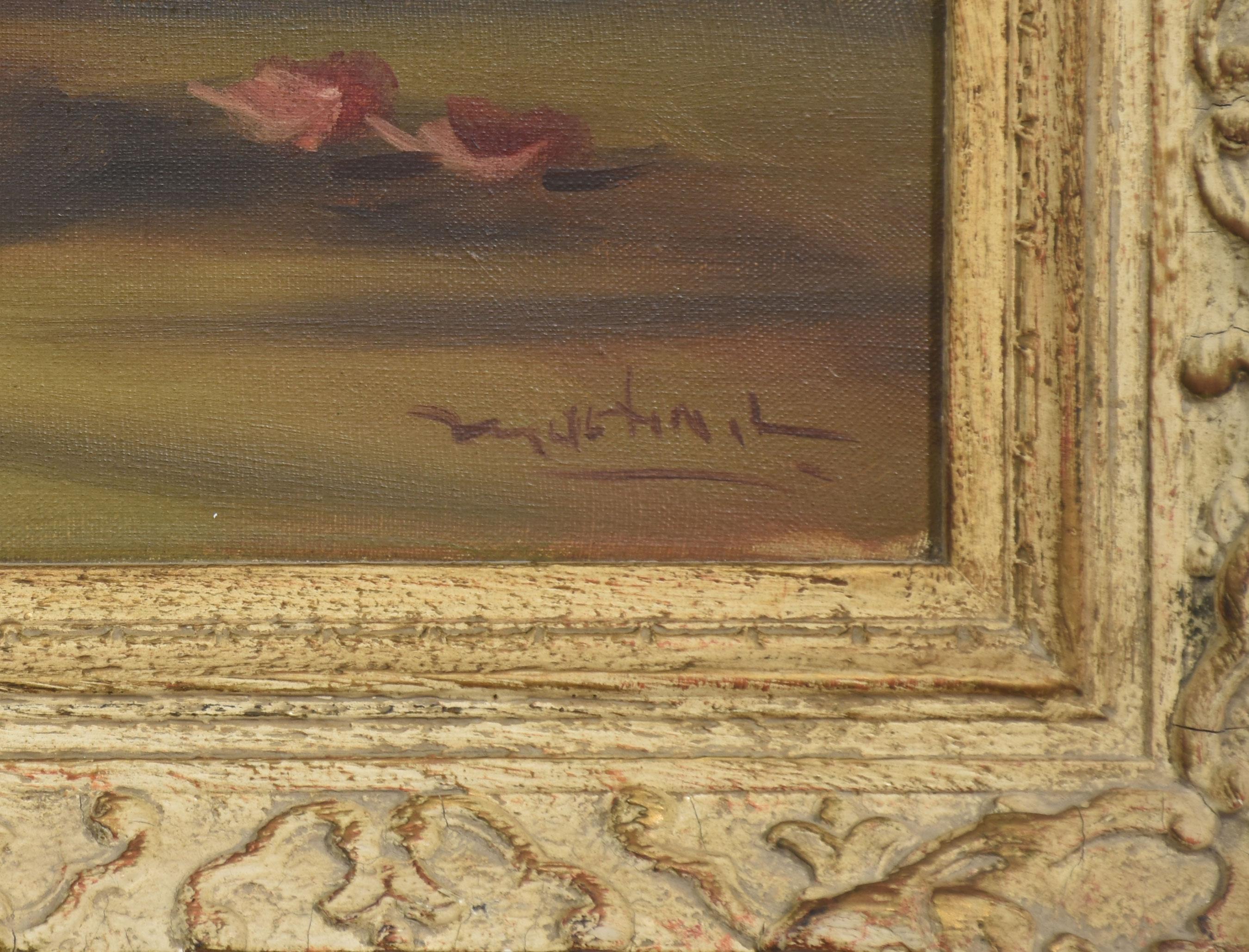 Italian Still Life Oil on Canvas Roses in Vase For Sale