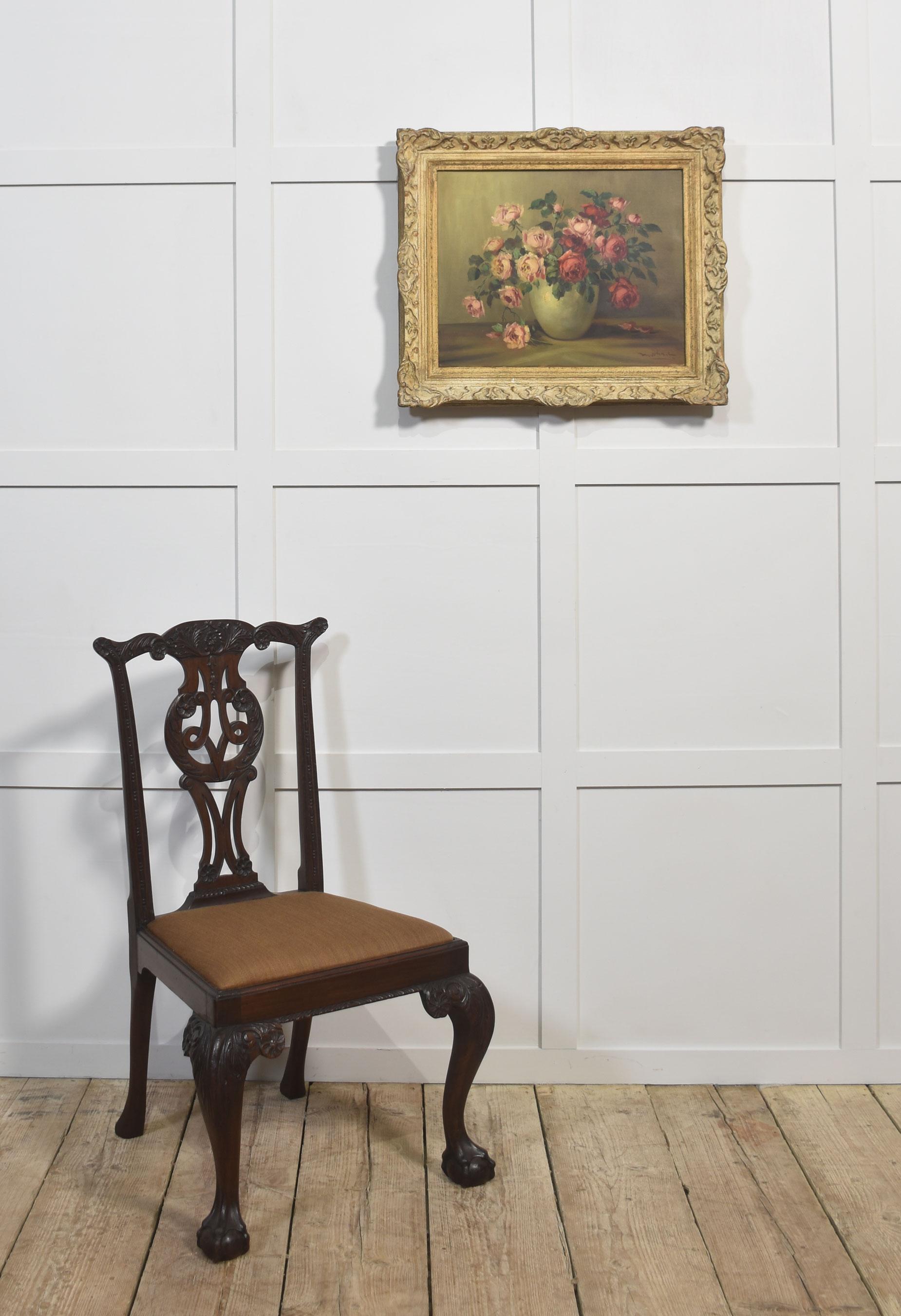 Still Life Oil on Canvas Roses in Vase For Sale 2