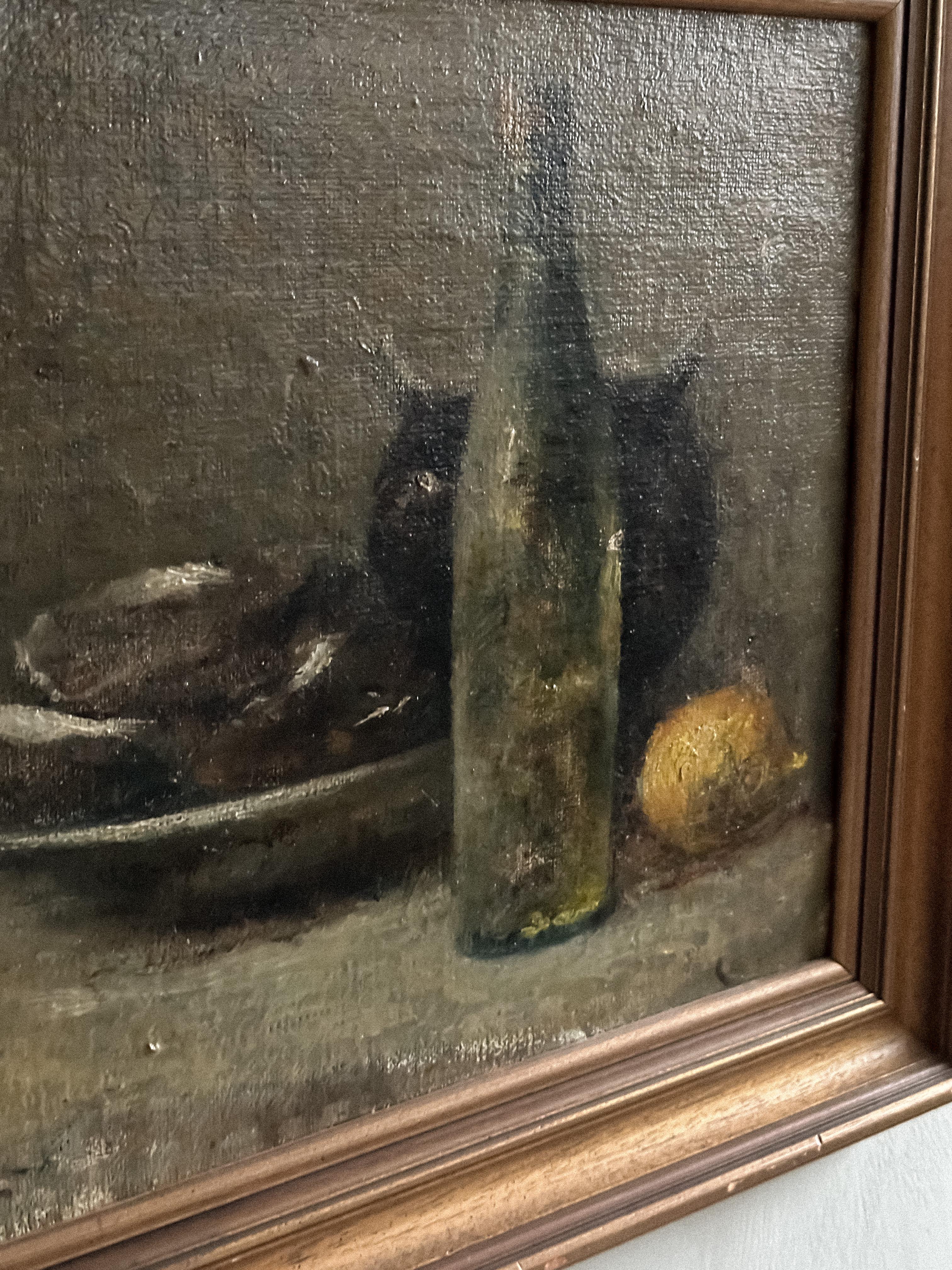 Painted Still Life, Oil on Canvas, Signed and Framed, Norway, Late 1800s For Sale