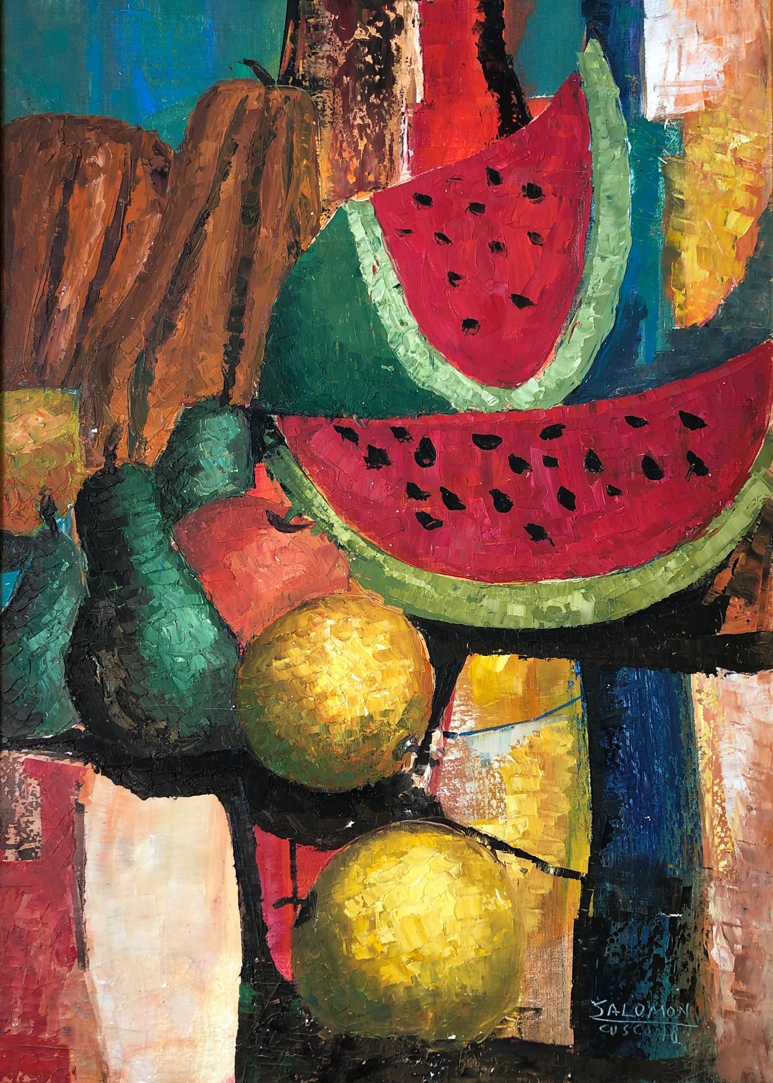 Mid-Century Modern Nature morte peinture à l'huile par Artistics Almicar Salomon Zorrilla en vente