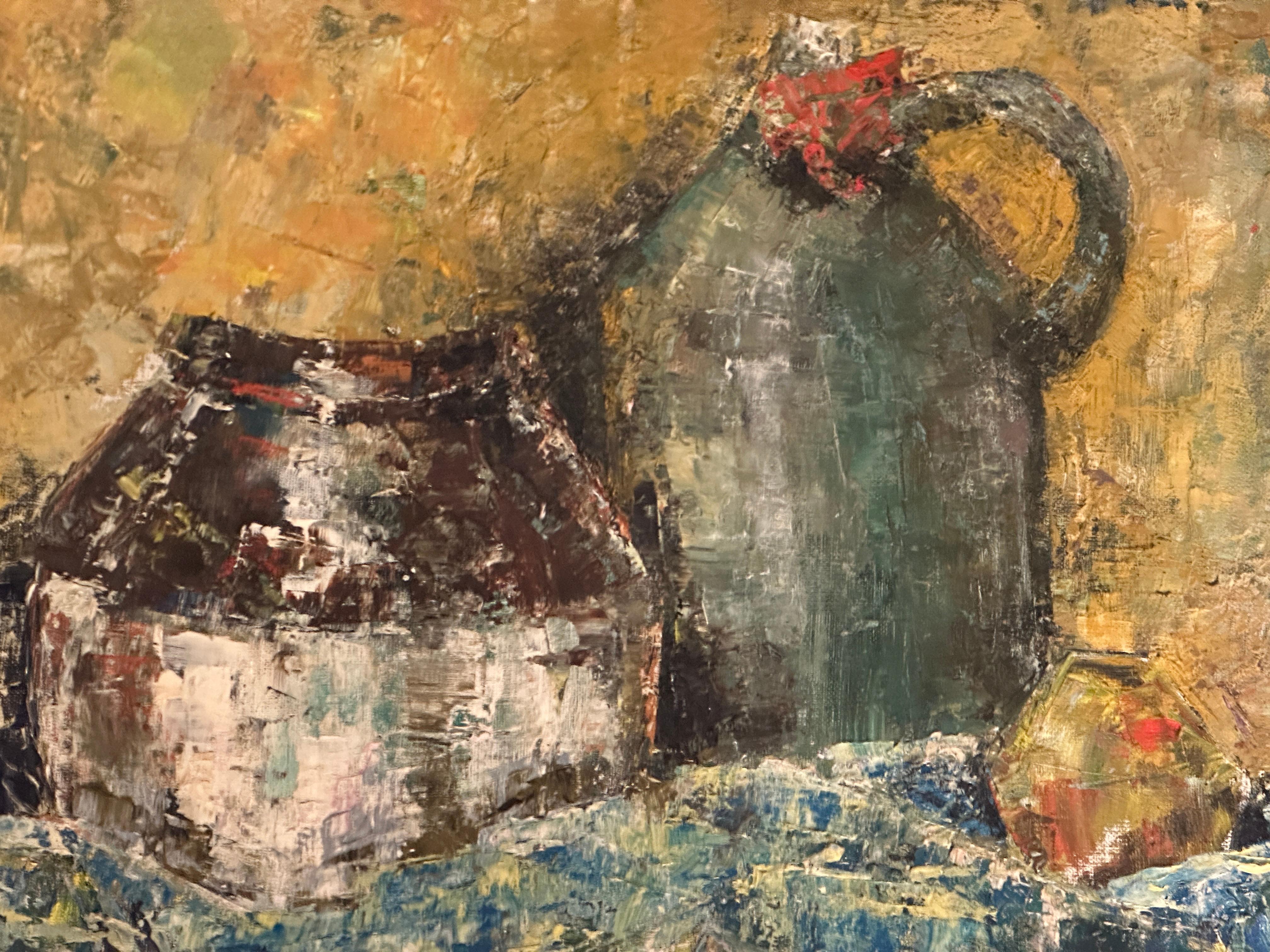 Mid-Century Modern Still Life Oil Painting by Ruth Selwitz For Sale