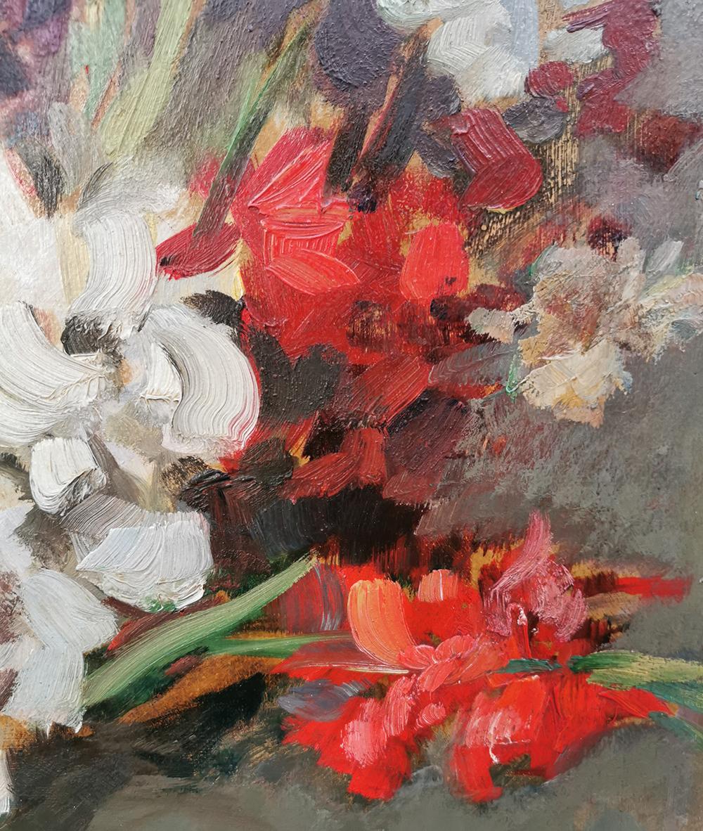 German Still life Oil Painting, Gladiolus by Paul Kusche, 1920 For Sale