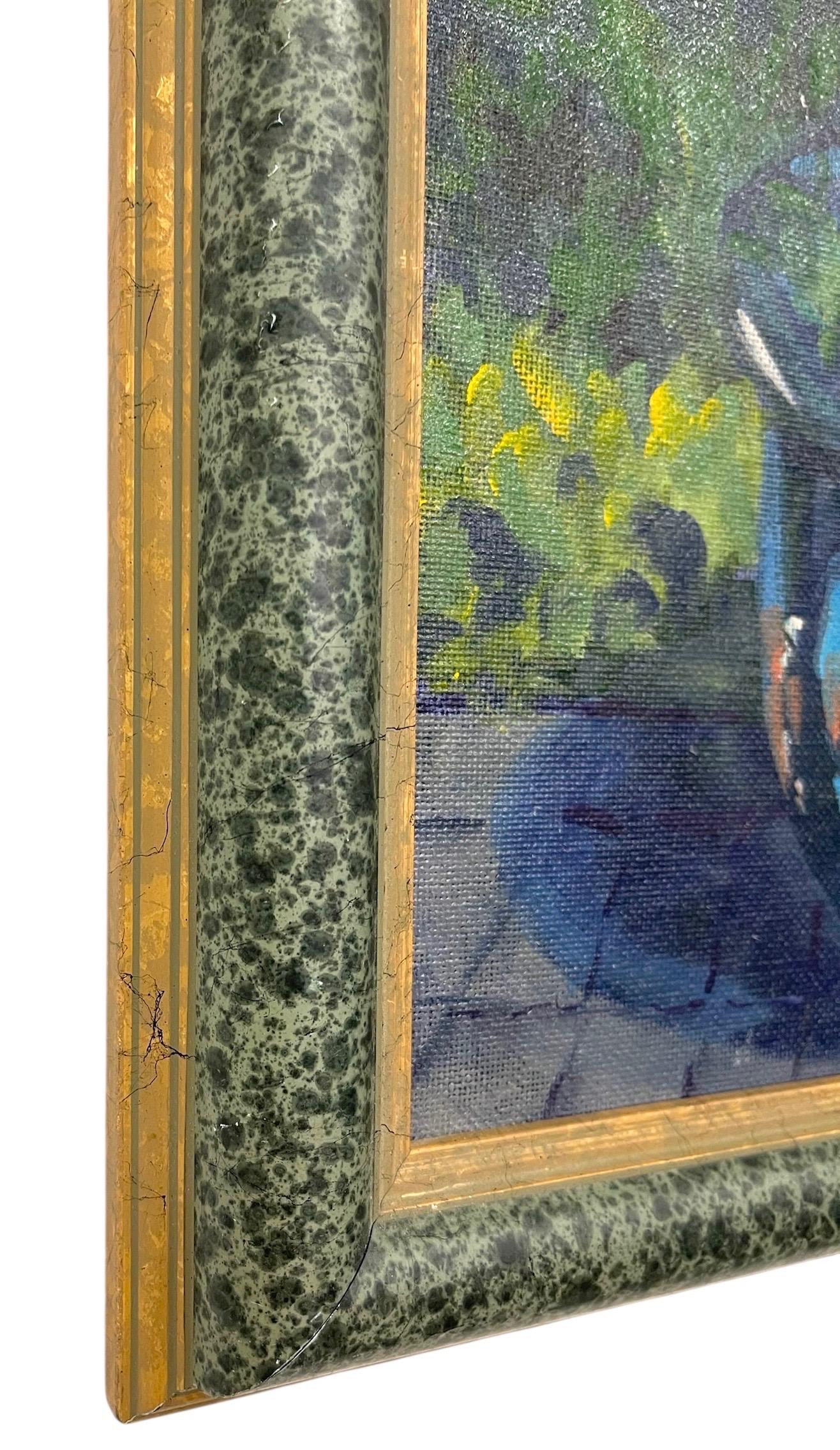 Stilleben Ölgemälde Blauer Übertopf mit Blumen von R. Glidden Gerahmt im Zustand „Gut“ im Angebot in Seattle, WA