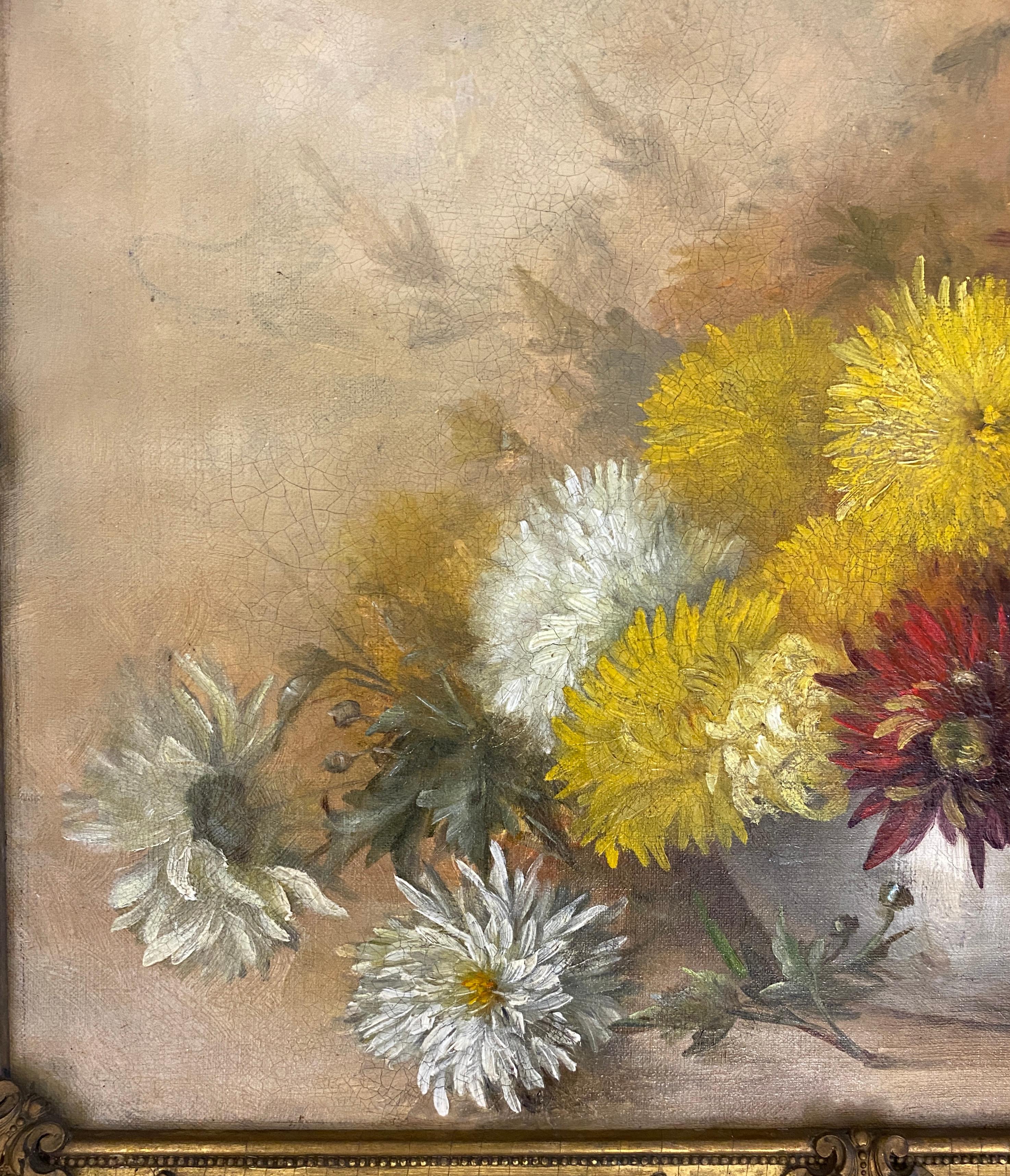 Still Life Oil Painting of Flowers 20th Century, Signed J.E. Cook  For Sale 1