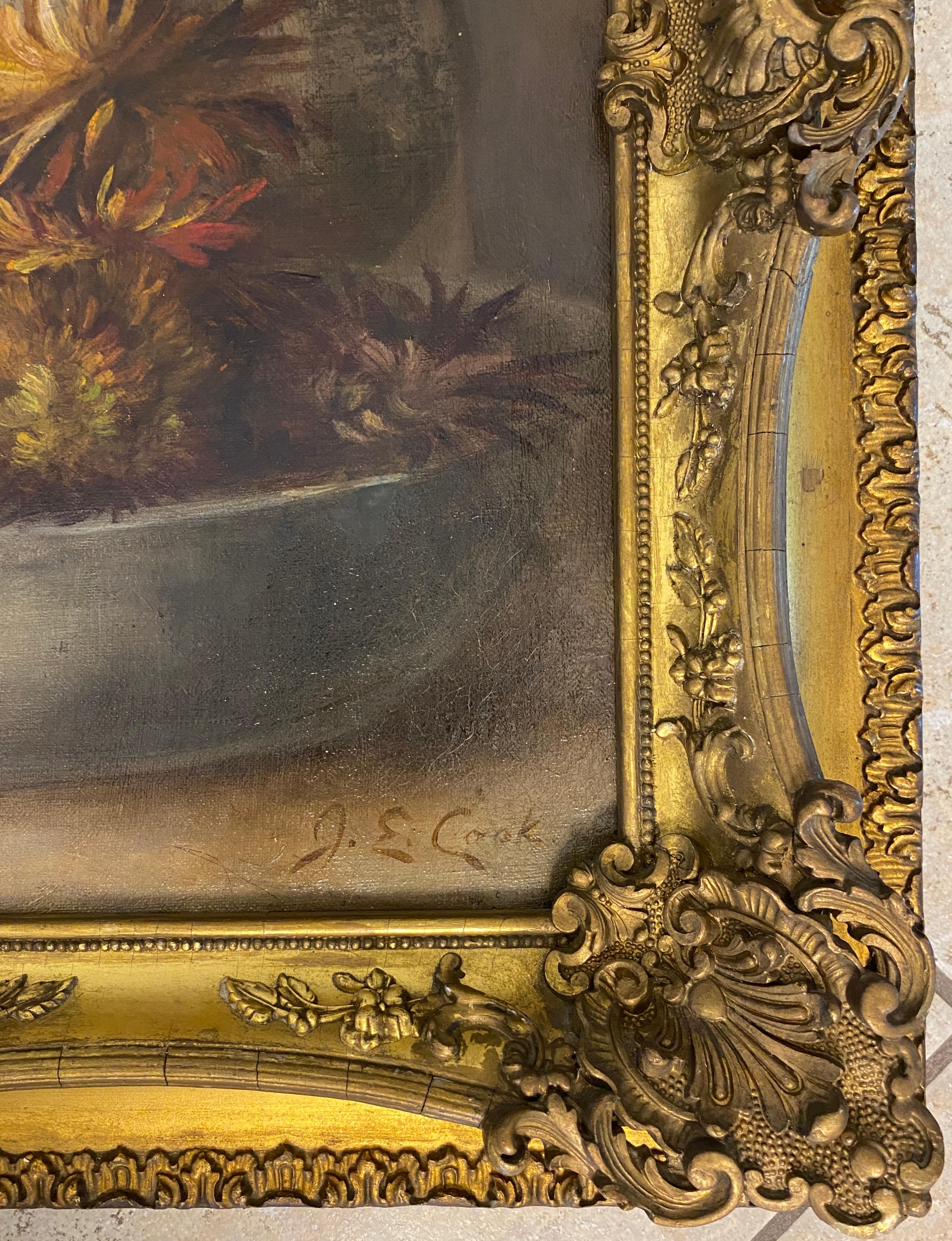 Still Life Oil Painting of Flowers 20th Century, Signed J.E. Cook For Sale 2