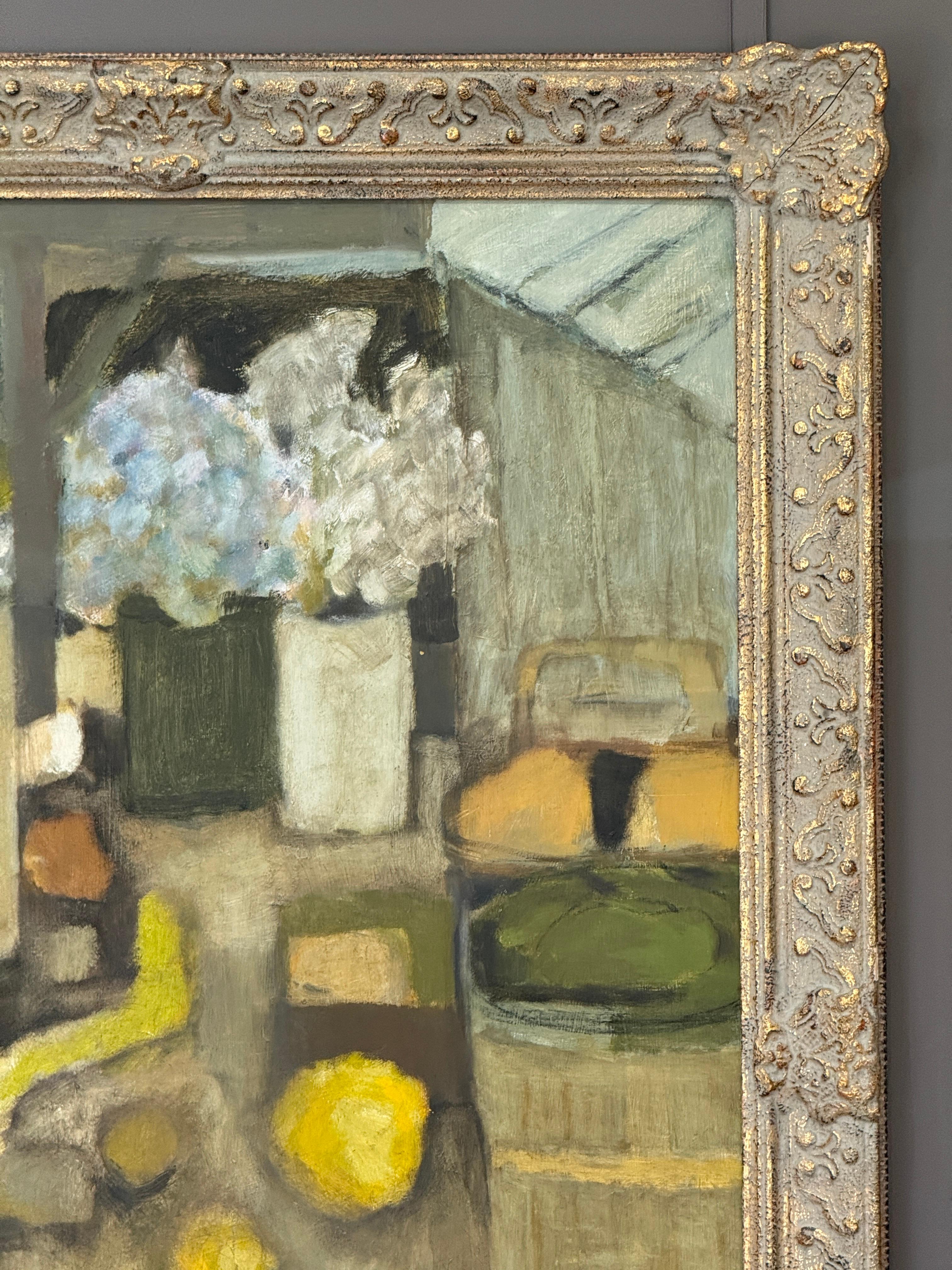 Peint à la main Nature morte, peinture à l'huile sur Masonite par A Richard Pinney en vente