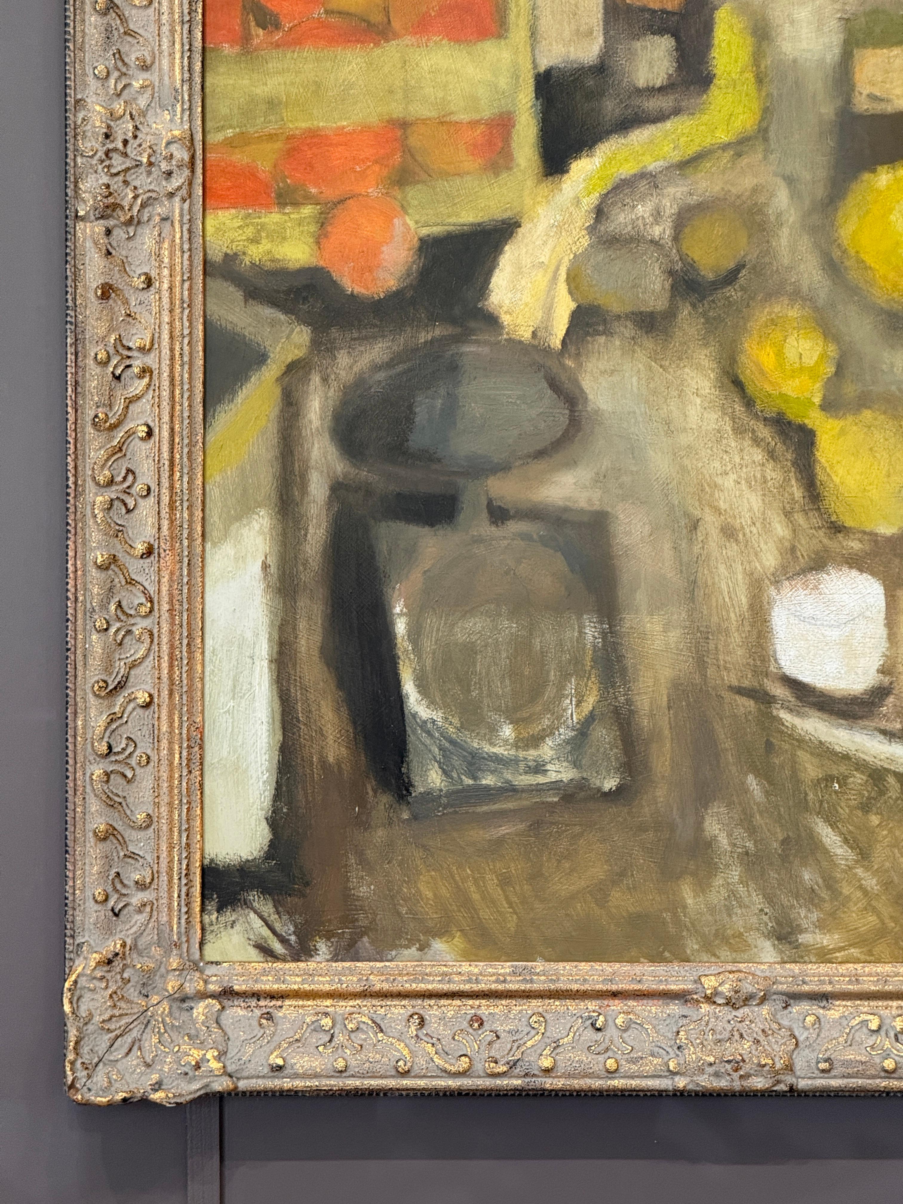 Milieu du XXe siècle Nature morte, peinture à l'huile sur Masonite par A Richard Pinney en vente