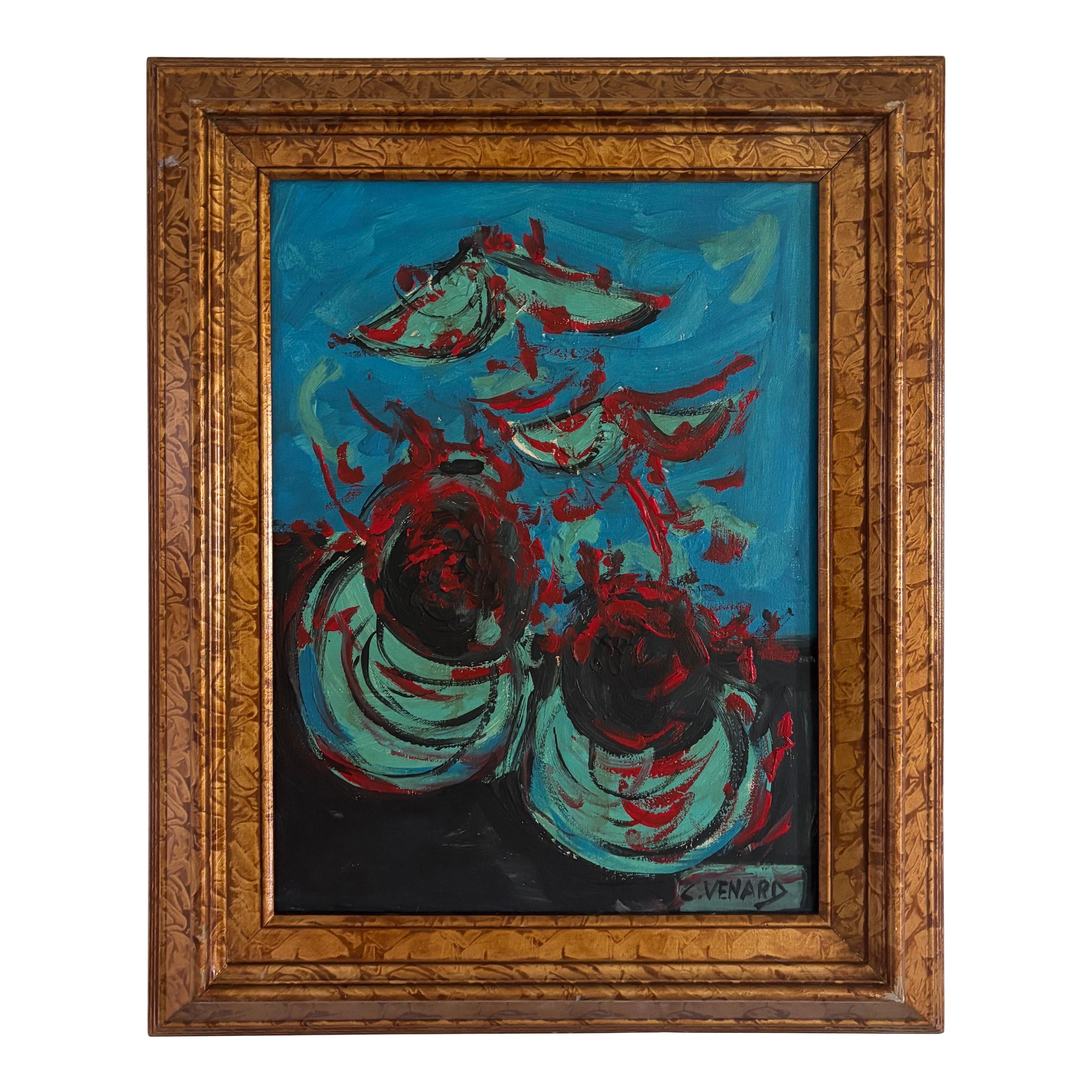 Nature morte à l'huile signée Claude Venard