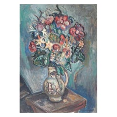 Nature morte sur toile, fleurs dans un vase par Pinchus Kremenge