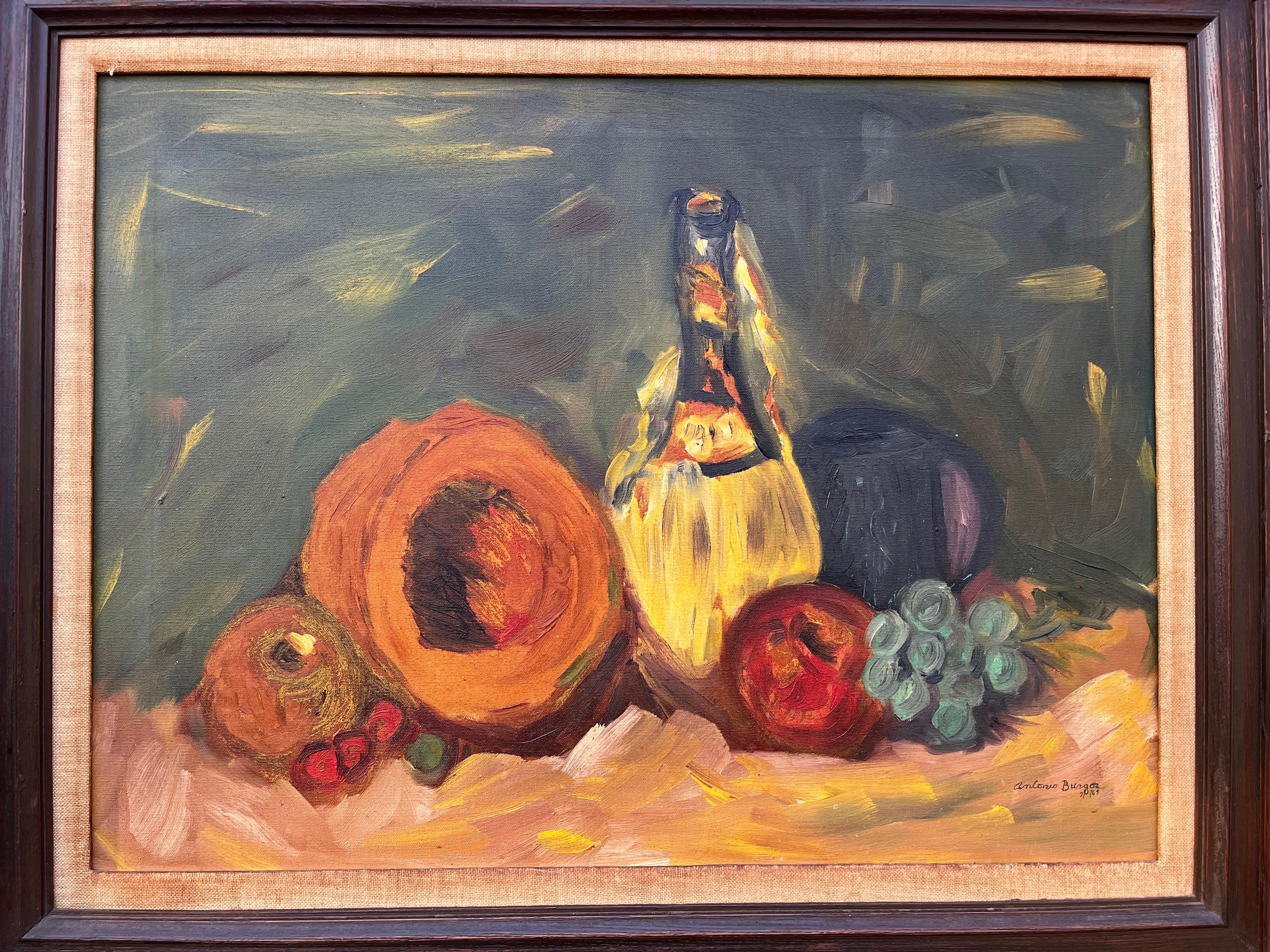 Stillleben Original Ölgemälde auf Leinwand, gerahmt und vom Künstler signiert. im Angebot 4