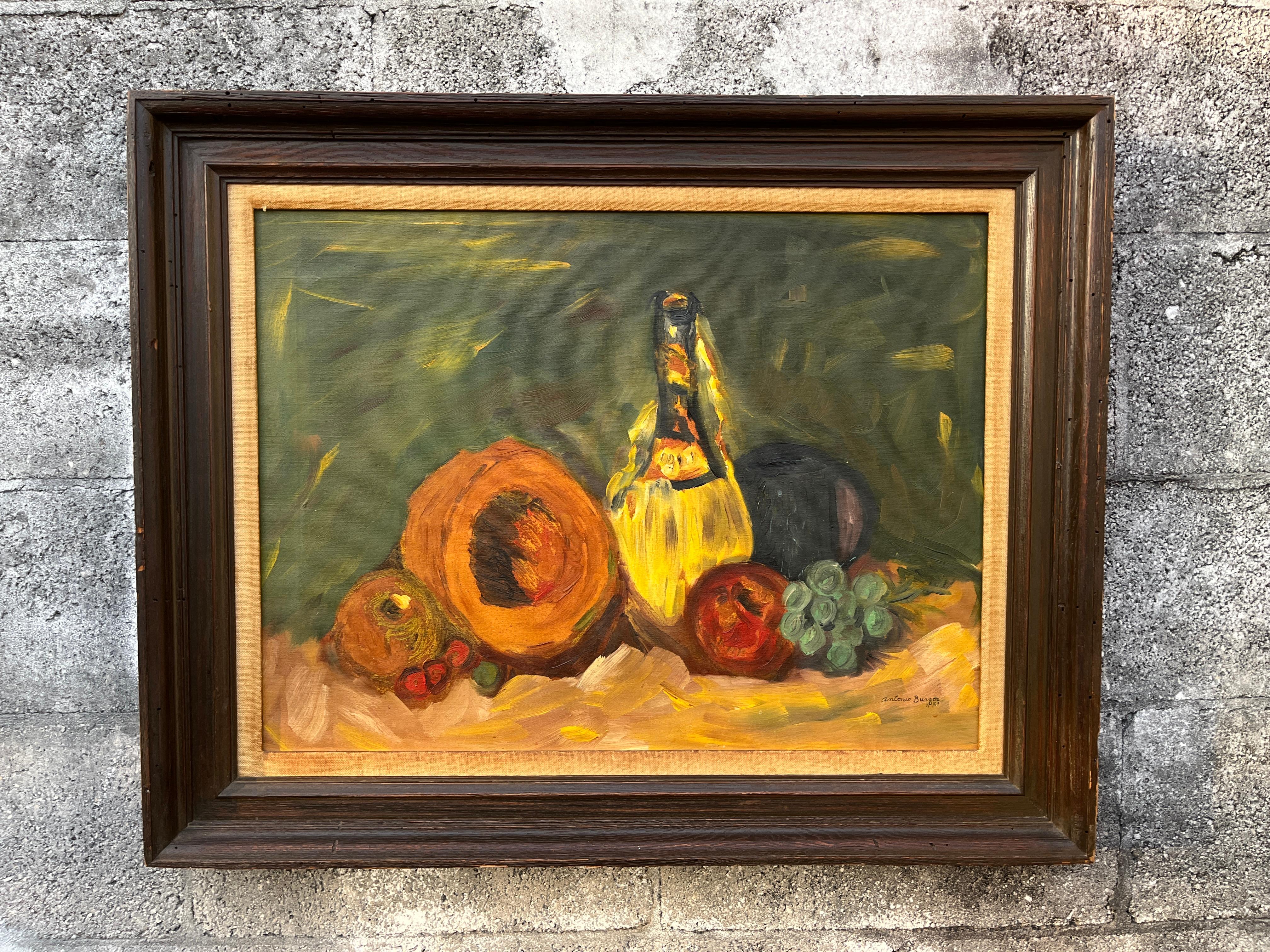 Stillleben Original Ölgemälde auf Leinwand, gerahmt und vom Künstler signiert. (amerikanisch) im Angebot