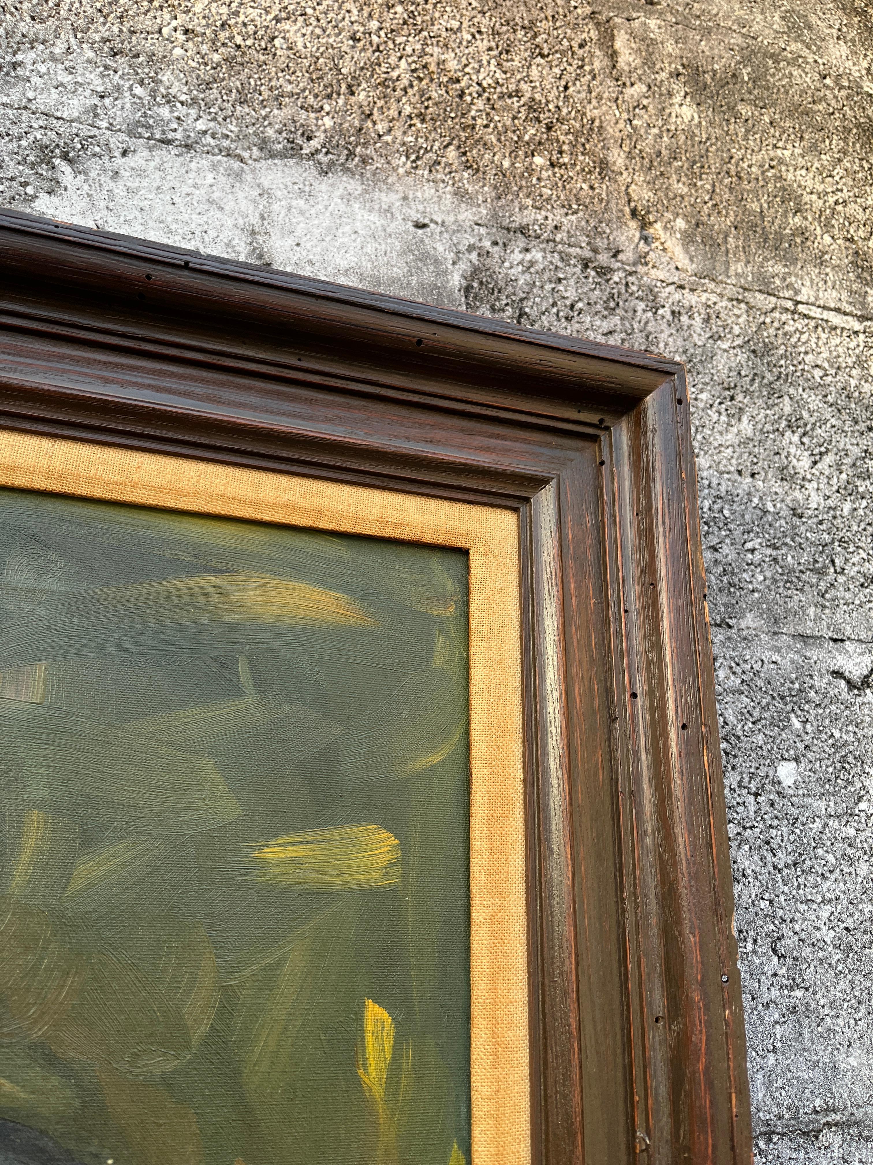 Stillleben Original Ölgemälde auf Leinwand, gerahmt und vom Künstler signiert. (Holz) im Angebot